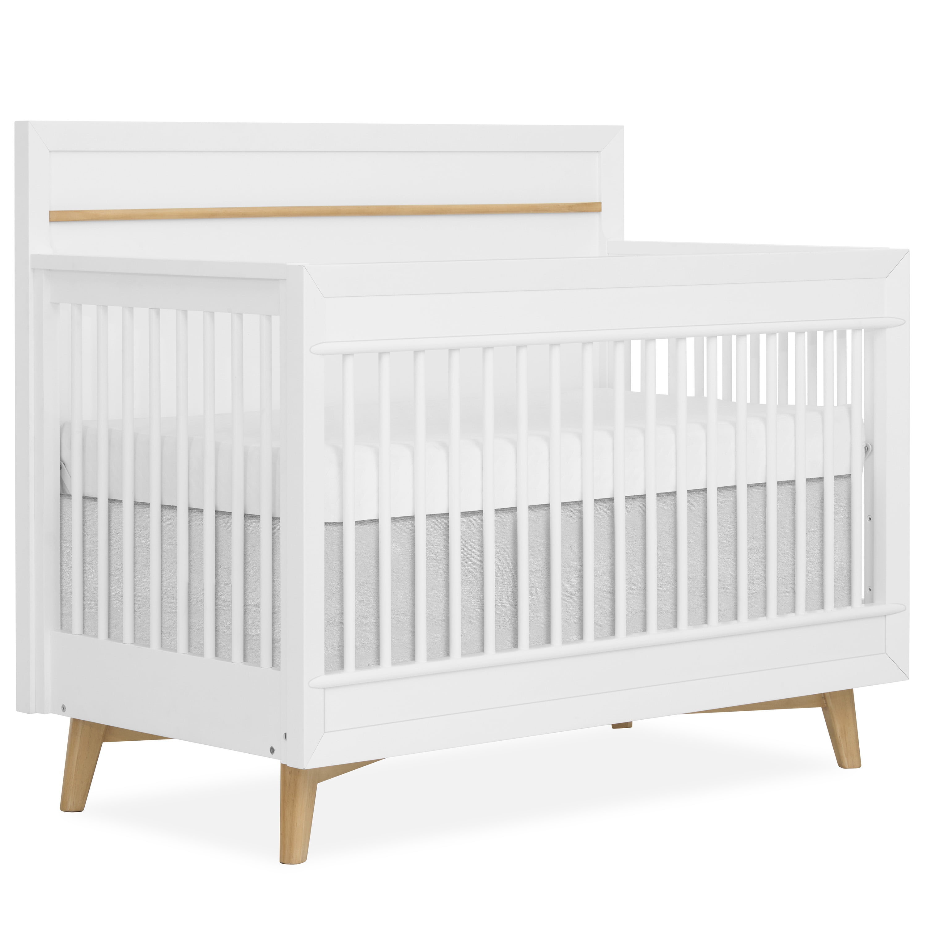 Evolur Loft Antilia Mid-Century 4-In1 Crib, White & Natural