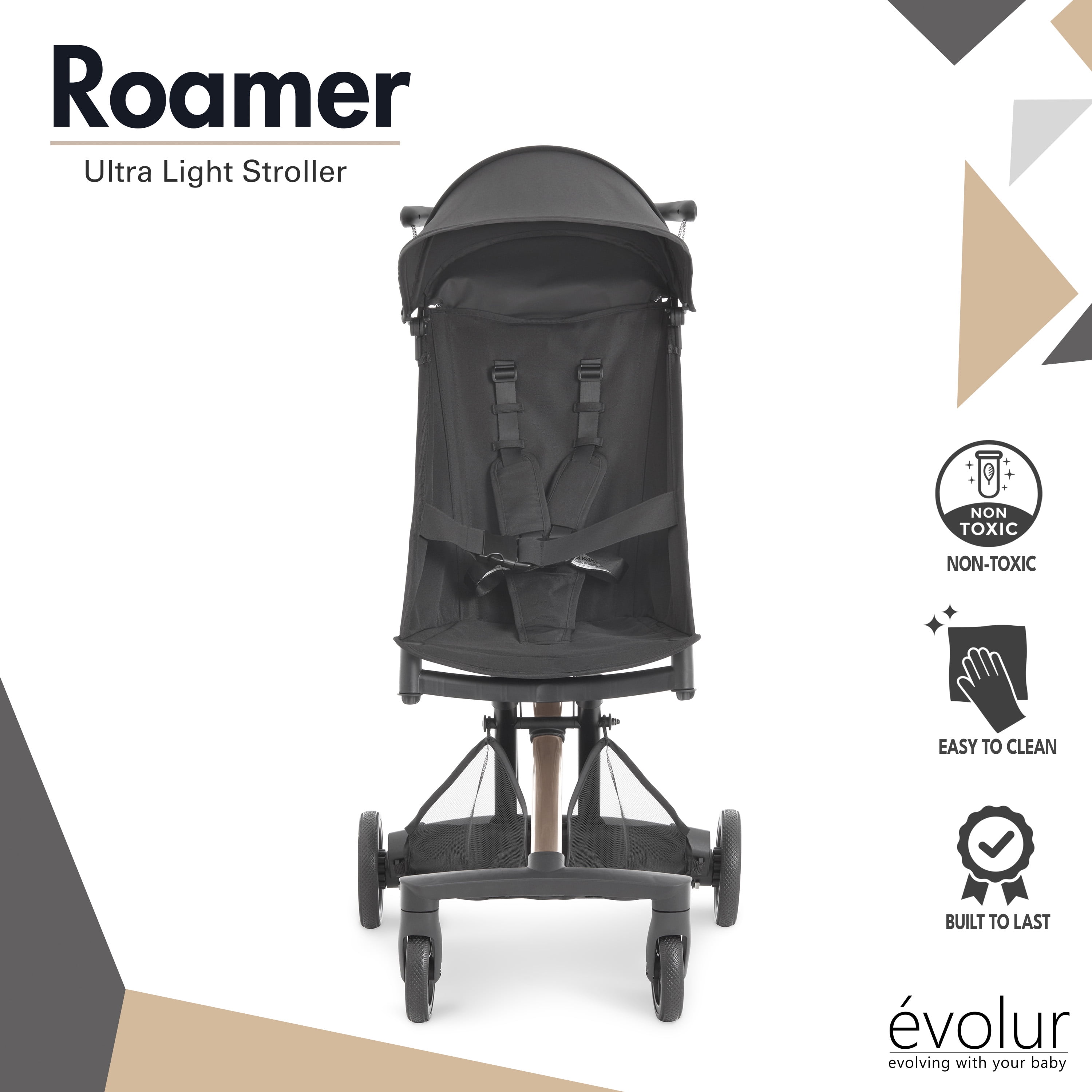 Evolur Roamer Ultra Light Stroller, Gold Black