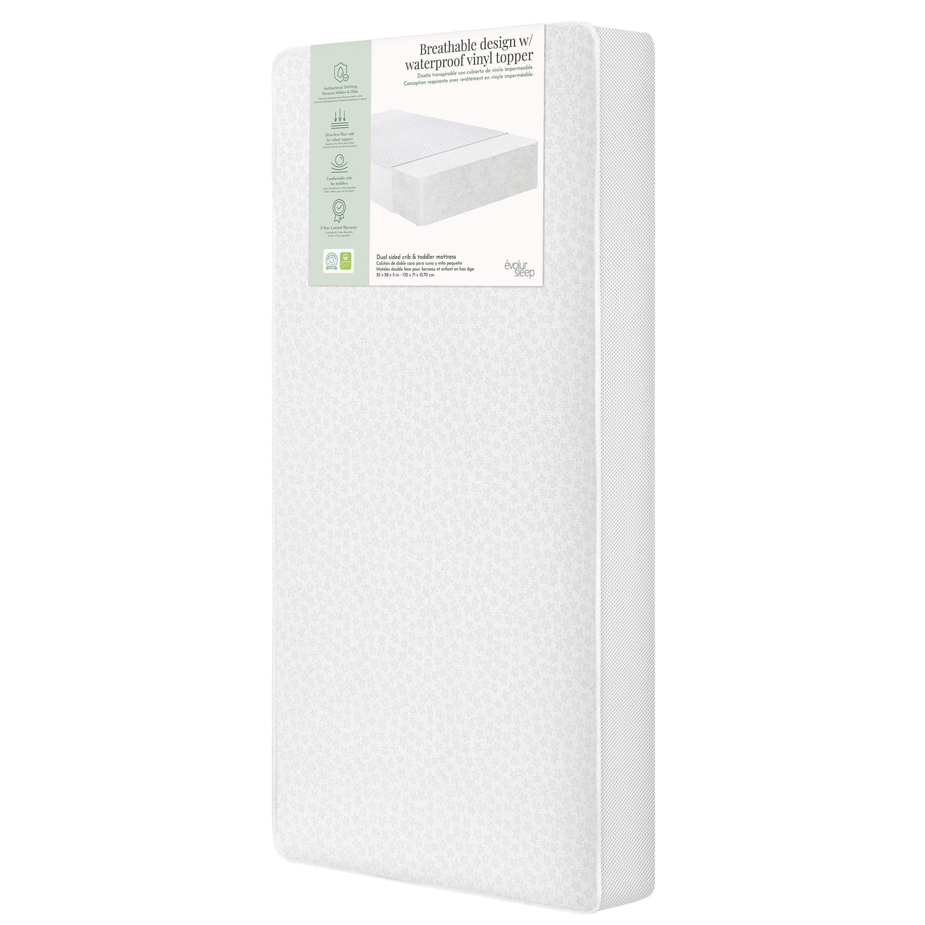 Evolur Sleep Breathable Dual Stage Comfort-Lite 5” Crib & Toddler Foam Mattress