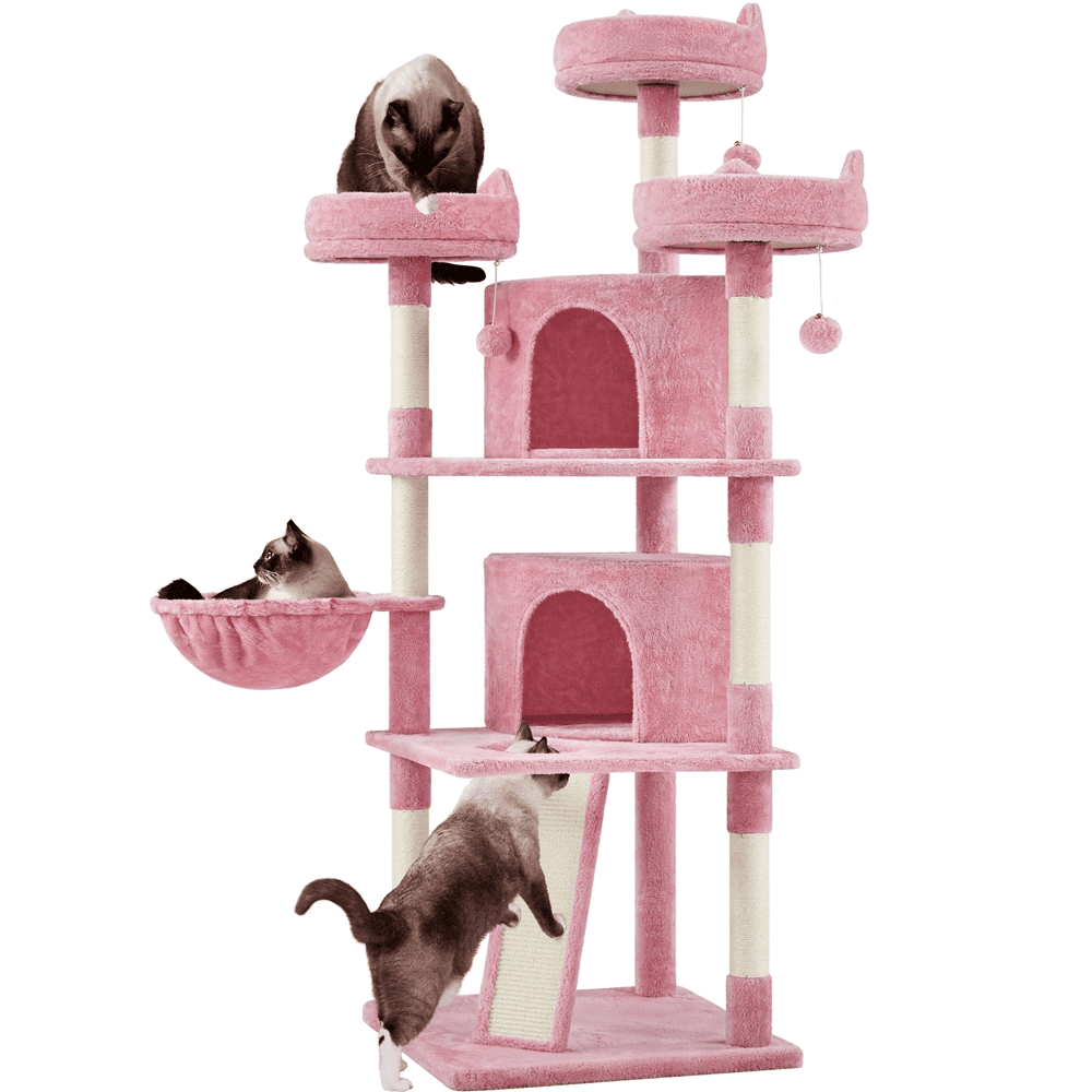 Renwick 69'' H Cat Tree Cat Tower with Condos Platforms Scratching Posts, Pink