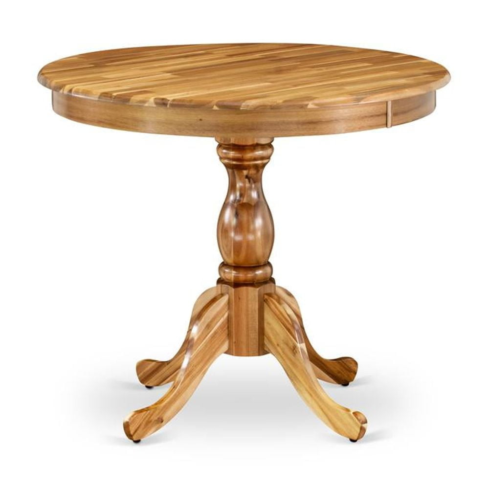 East West Furniture Antique Wood Dining Table with Pedestal Legs in Natural