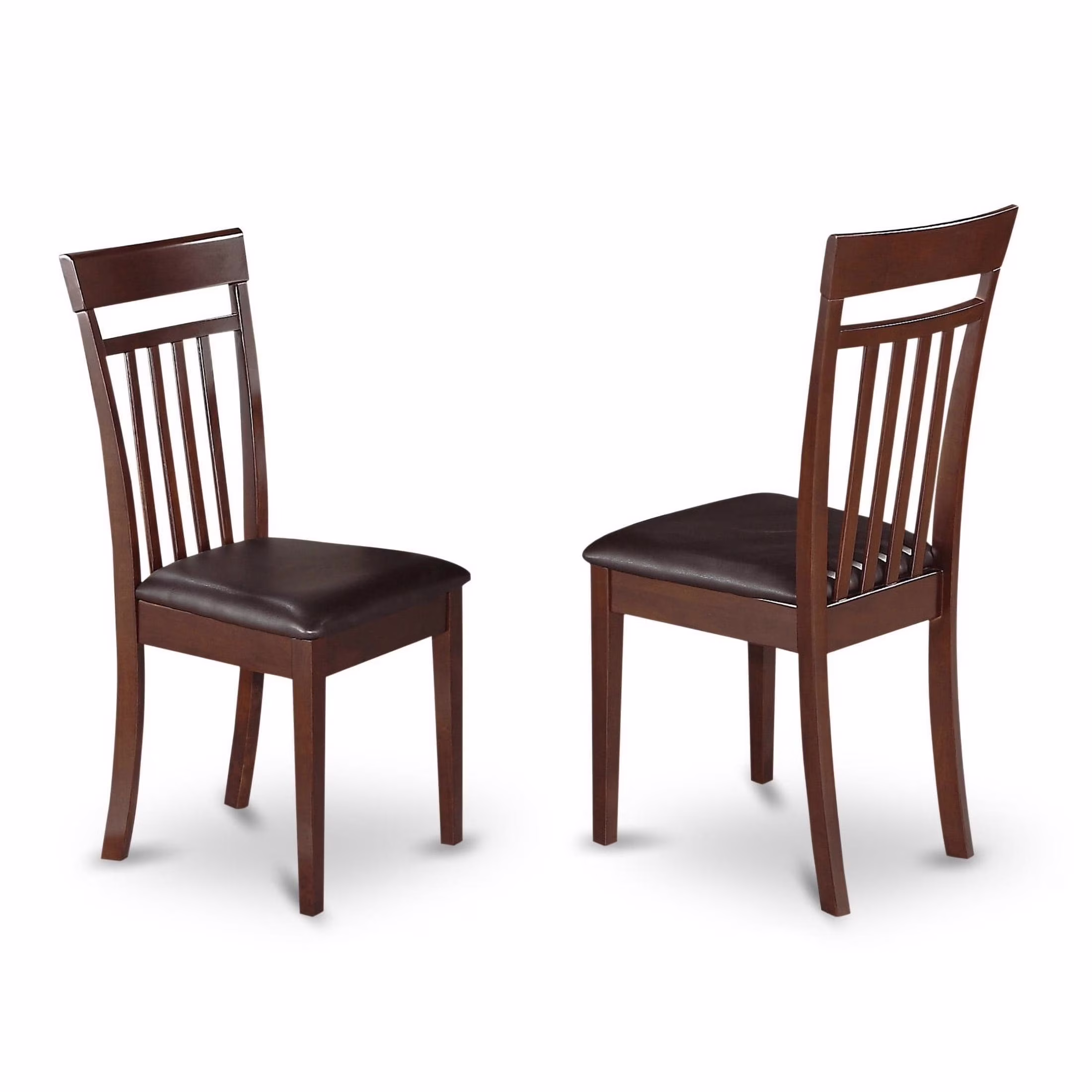 East West Furniture Capri 39" Leather Dining Chairs in Mahogany (Set of 2)