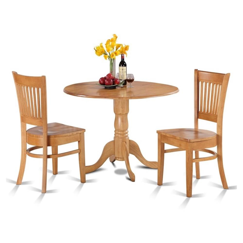 East West Furniture Dublin 3-piece Wood Dining Table and Chair Set in Oak