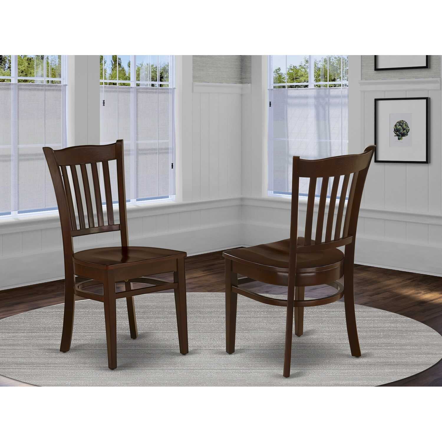 Set of 2 Chairs GRC-MAH-W Groton Dining Chair With Wood Seat In Mahogany Finish