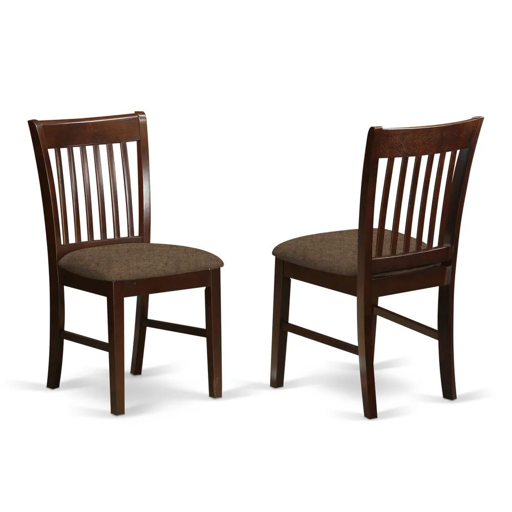 East West Furniture Norfol 35" Fabric Dining Chairs in Mahogany (Set of 2)