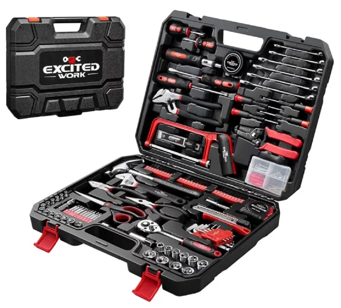 Excited Work EWHT198P011 198-Piece General Household Tool Set w/ Storage Case