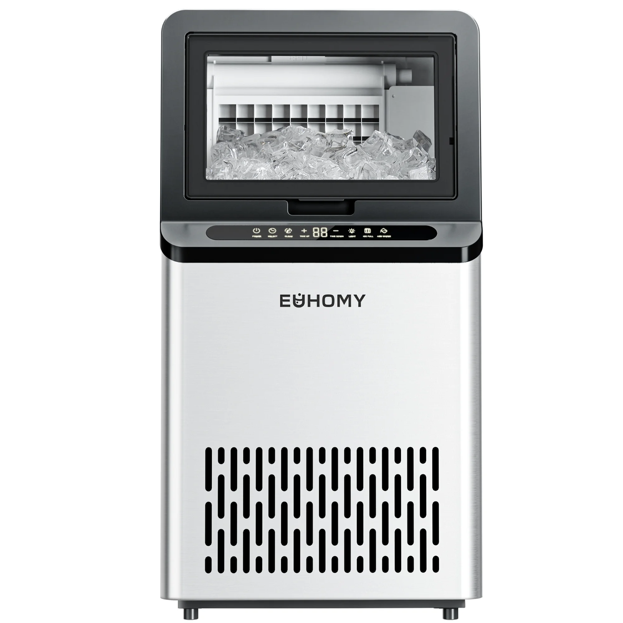 EUHOMY Commercial Ice Maker Machine, 100lbs/24H Stainless Steel Under Counter Ice Machine