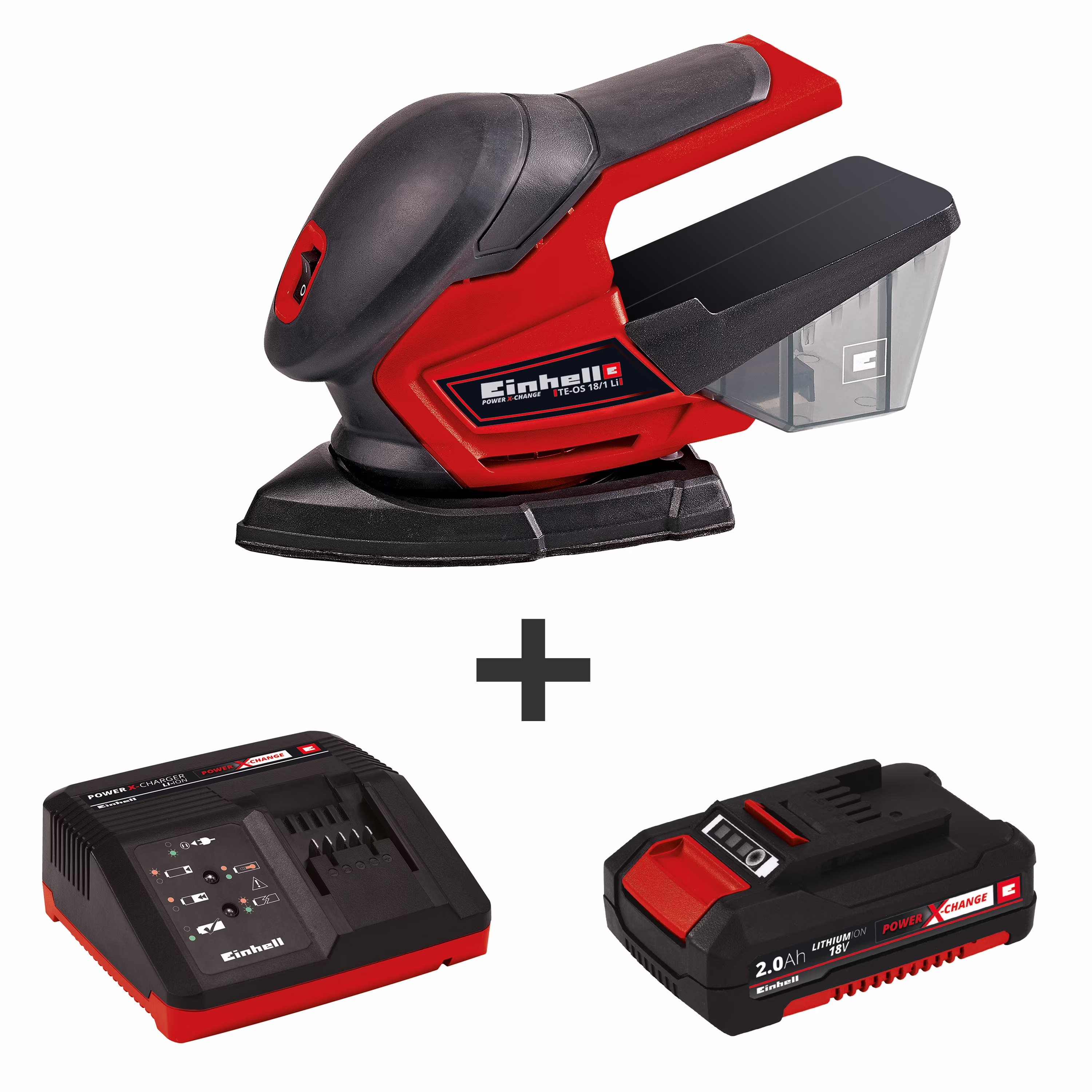 Einhell TE-OS 18 Li 18-Volt Power X-Change Cordless Corner Palm Sander Kit, W/ 2.0-Ah Battery and Fast Charger