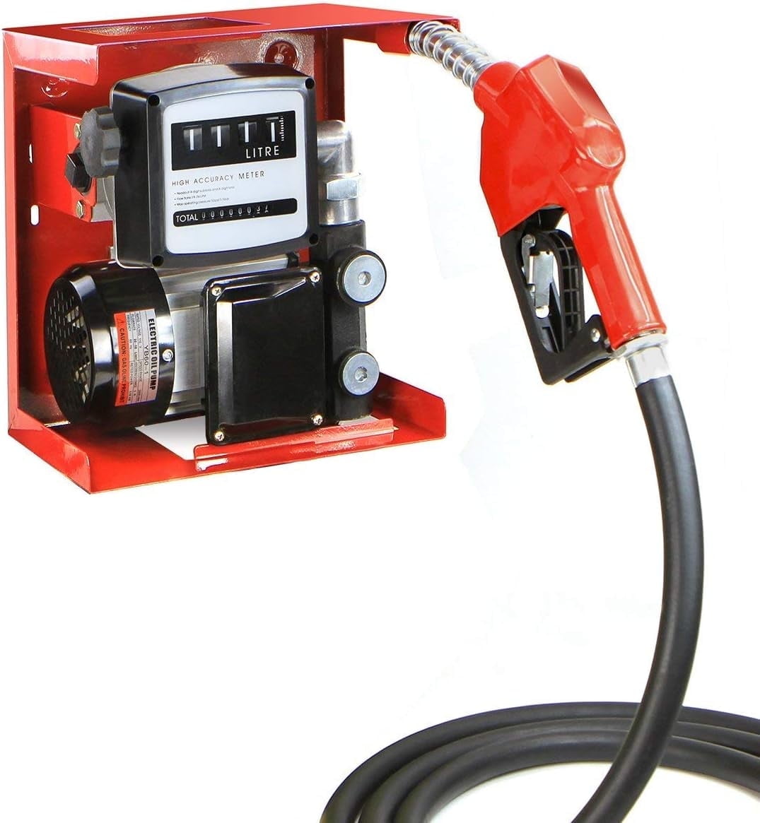 Stark USA 110V 16GPM Oil/Fuel Transfer Pump, Self Priming With Display Meter, Discharge Hose & Fuel Nozzle Set