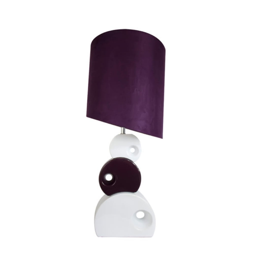 Elegant Designs Purple and White Stacked Circle Ceramic Table Lamp with Asymmetrical Shade