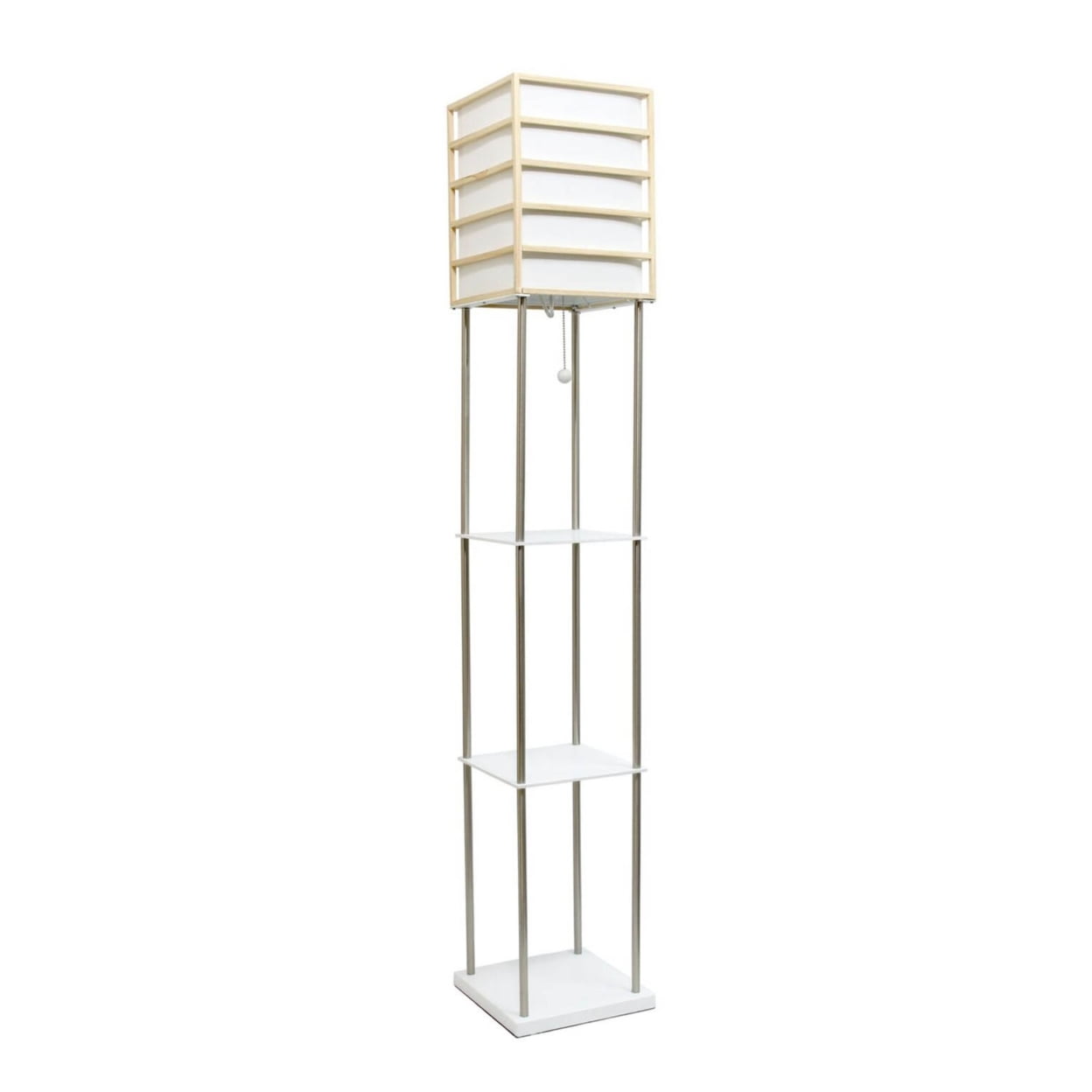 Elegant Designs 1 Light Metal Etagere Floor Lamp, Light Wood