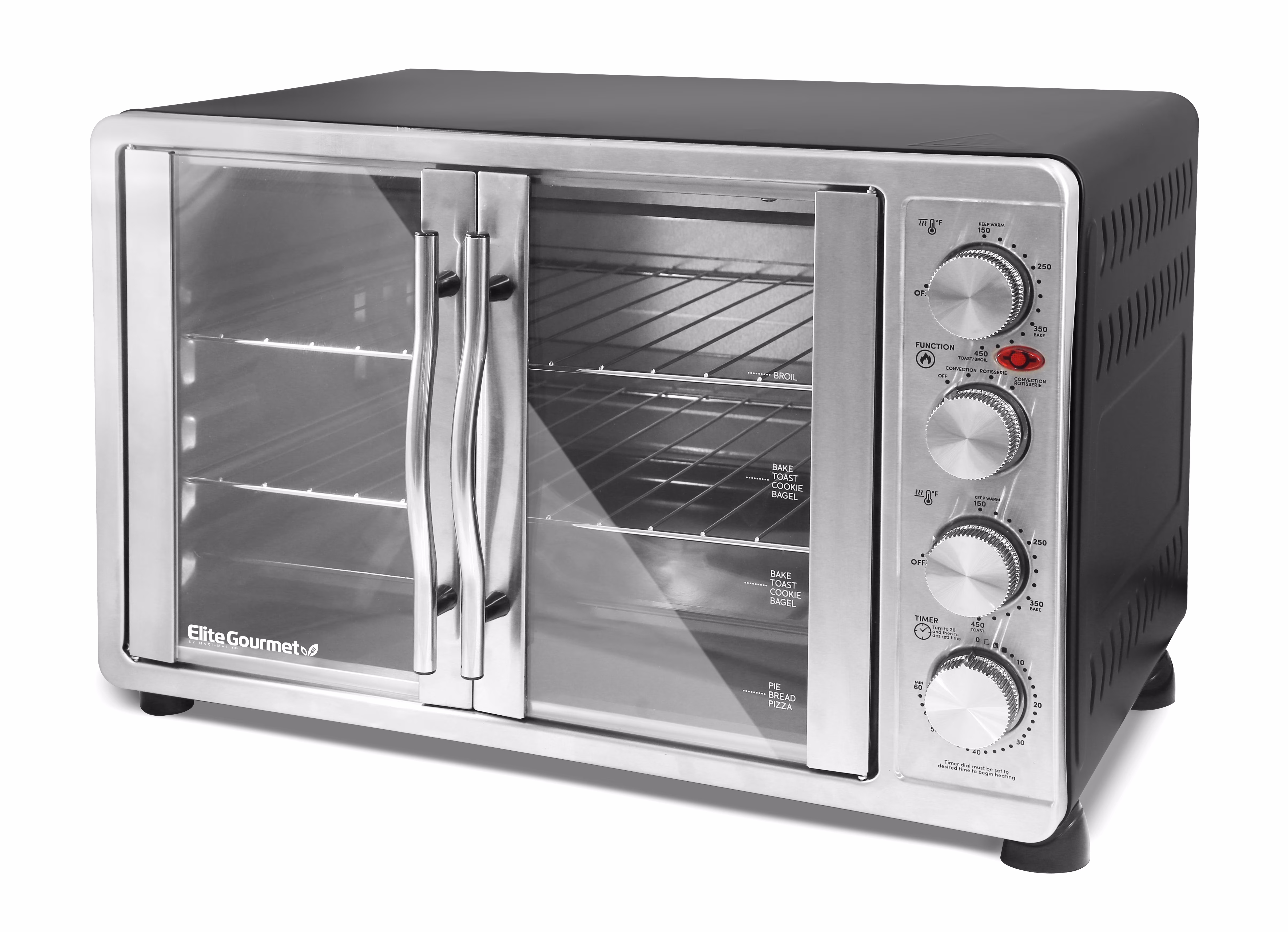 Elite Platinum Double Door Countertop Microwave Oven in Stainless Steel