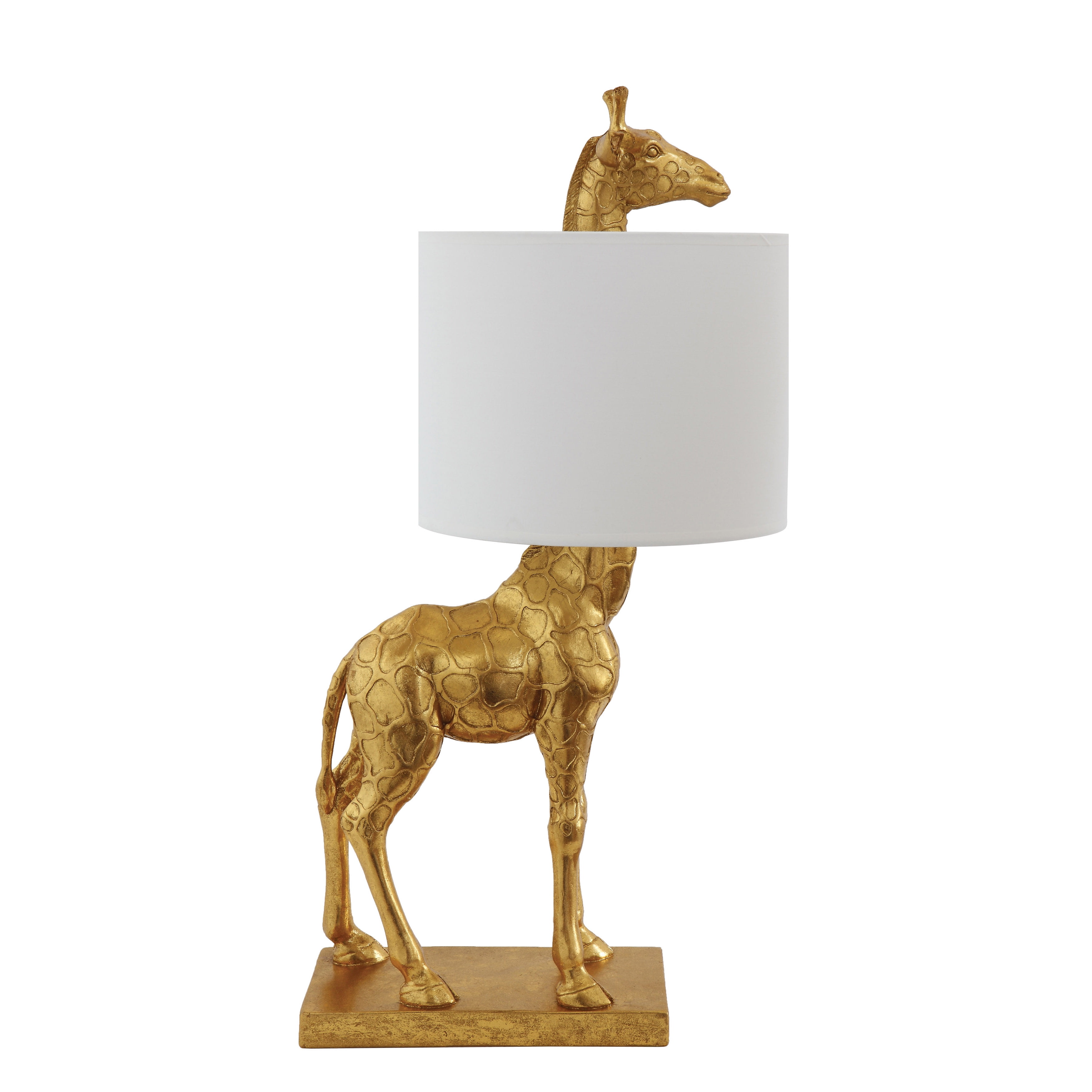 Ember Interiors Gold Giraffe Lamp with Linen Shade