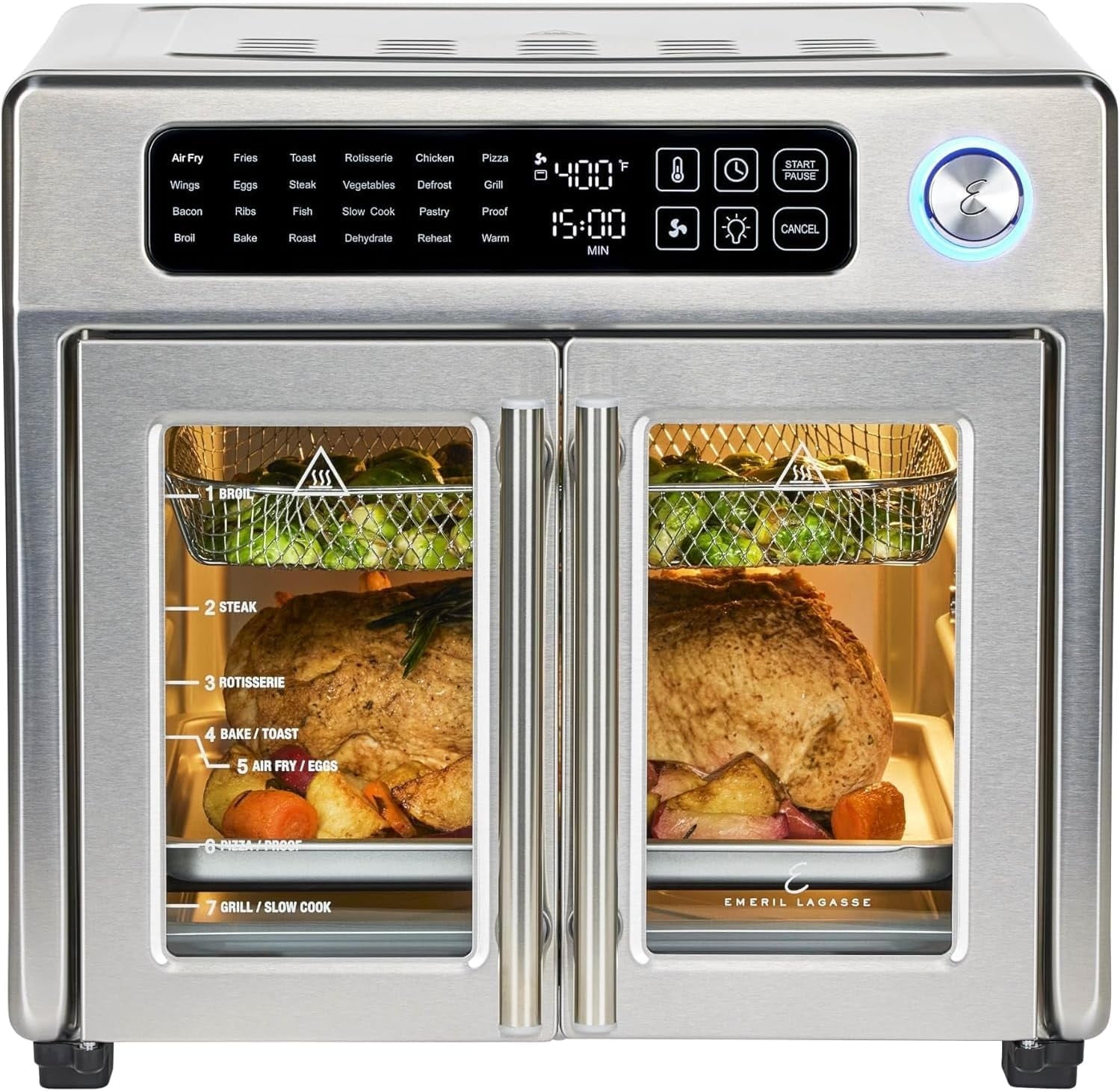 Emeril Lagasse French Door Air Fryer Toaster Oven Combo, 26QT, Stainless Steel, 4-00675-02X