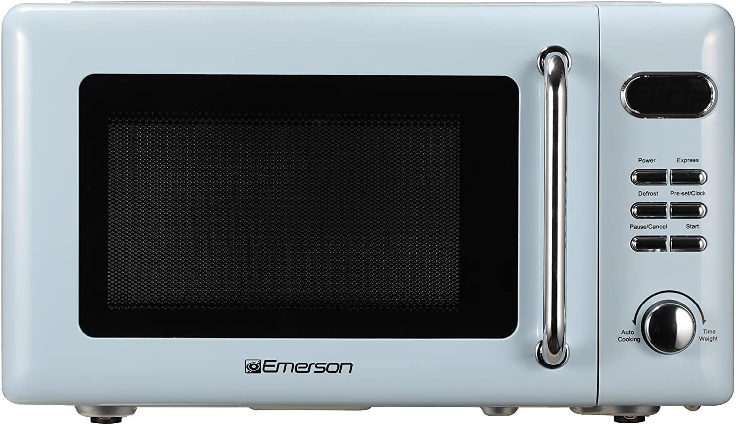 Emerson 0.7 Cu Ft, 700W Thunderbird Blue Retro Countertop Microwave Oven, MWR7020BL