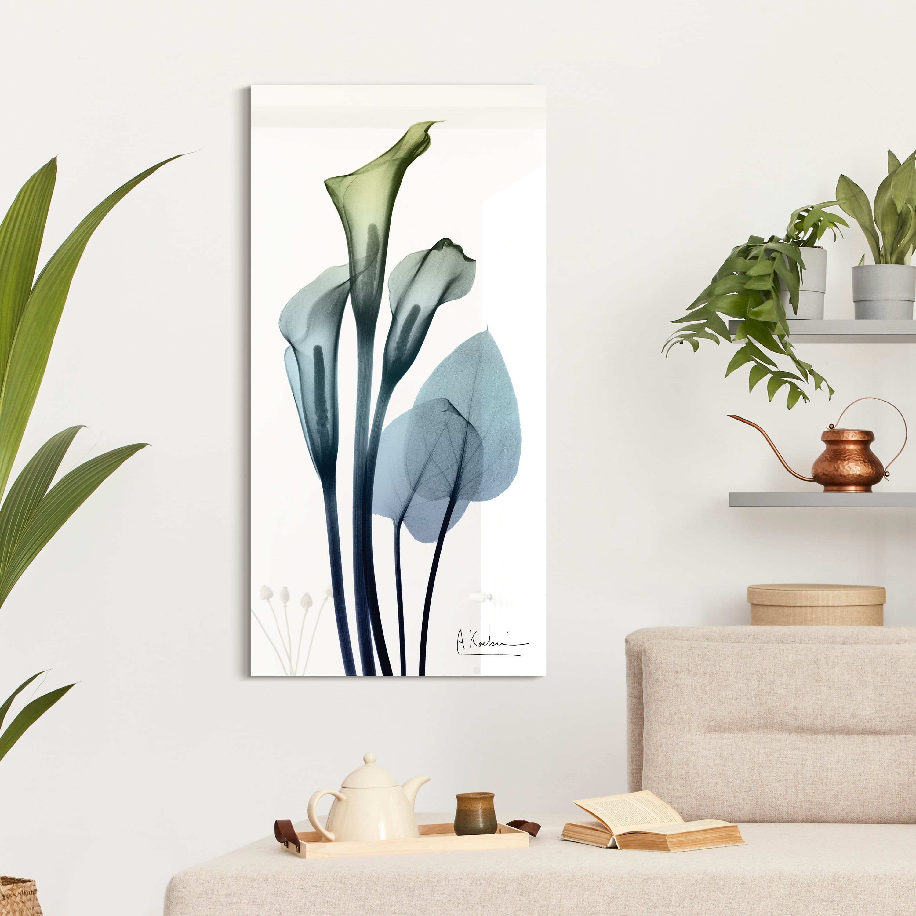 Empire Art Direct Calia Lily Frameless Free Floating Tempered Glass Panel Graphic Flower Wall Art, 24" x 48" x 0.2", Ready to Hang