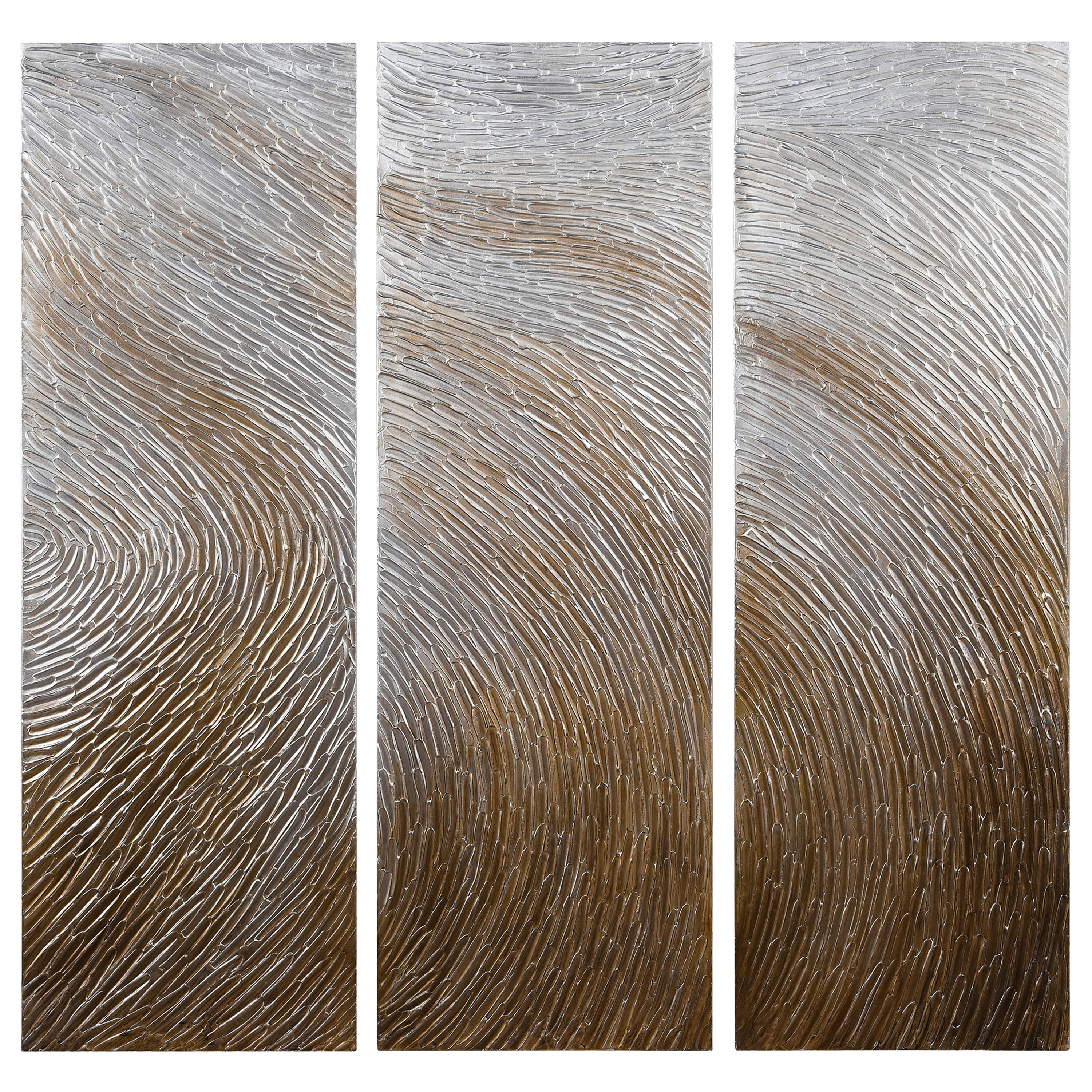 Empire Art Direct Gold Waves Textured Metallic Hand Painted Triptych Wall Art, 60" x 20" x 2", Ready to Hang