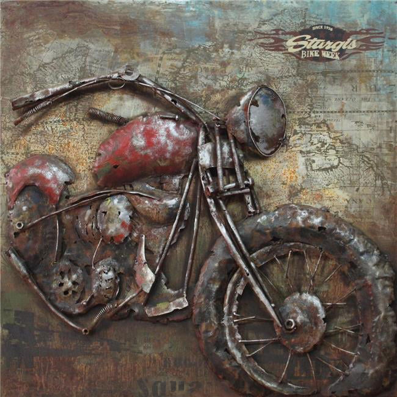 Empire Art Direct Primo Mixed Media Hand Painted Iron Wall Sculpture - Motorcycle 2