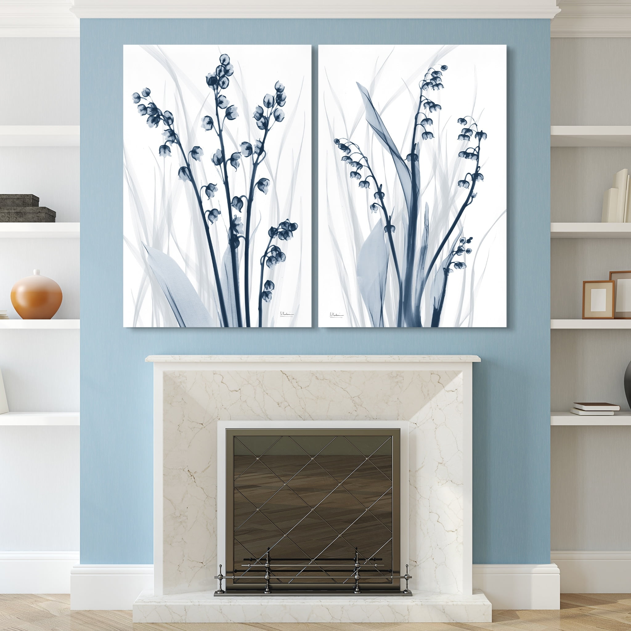Empire Art Direct Radiant Blues Driptych Frameless Free Floating Tempered Glass Panel Graphic Wall Art, 48" x 32" x 0.2" each, Ready to Hang