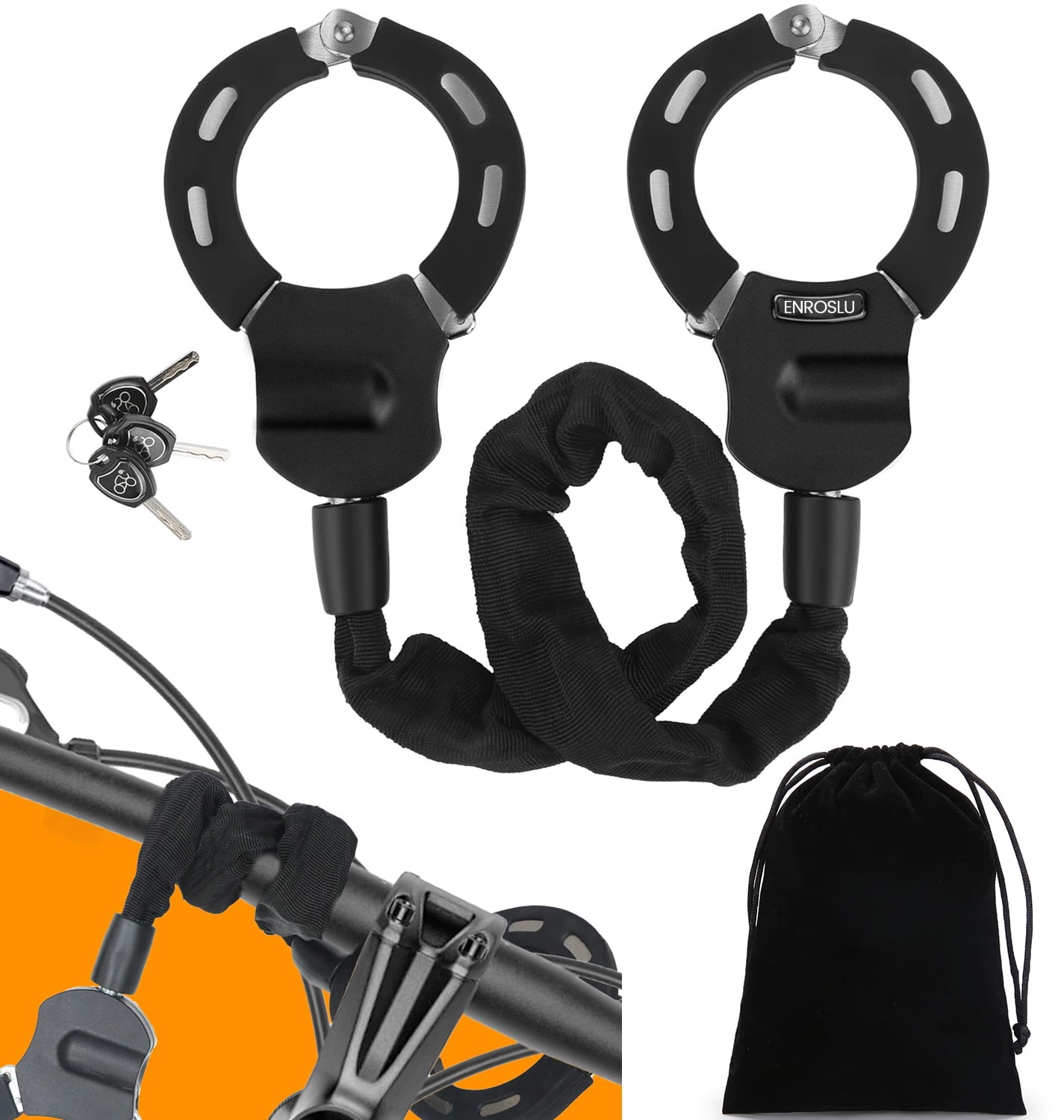 Enroslu Scooter Chain Lock, Bike Lock, Electric Scooter Lock, Security Anti-Theft Bike Lock, Chain Lock and Bag for Electric Scooter, Motorcycle, Bicycle