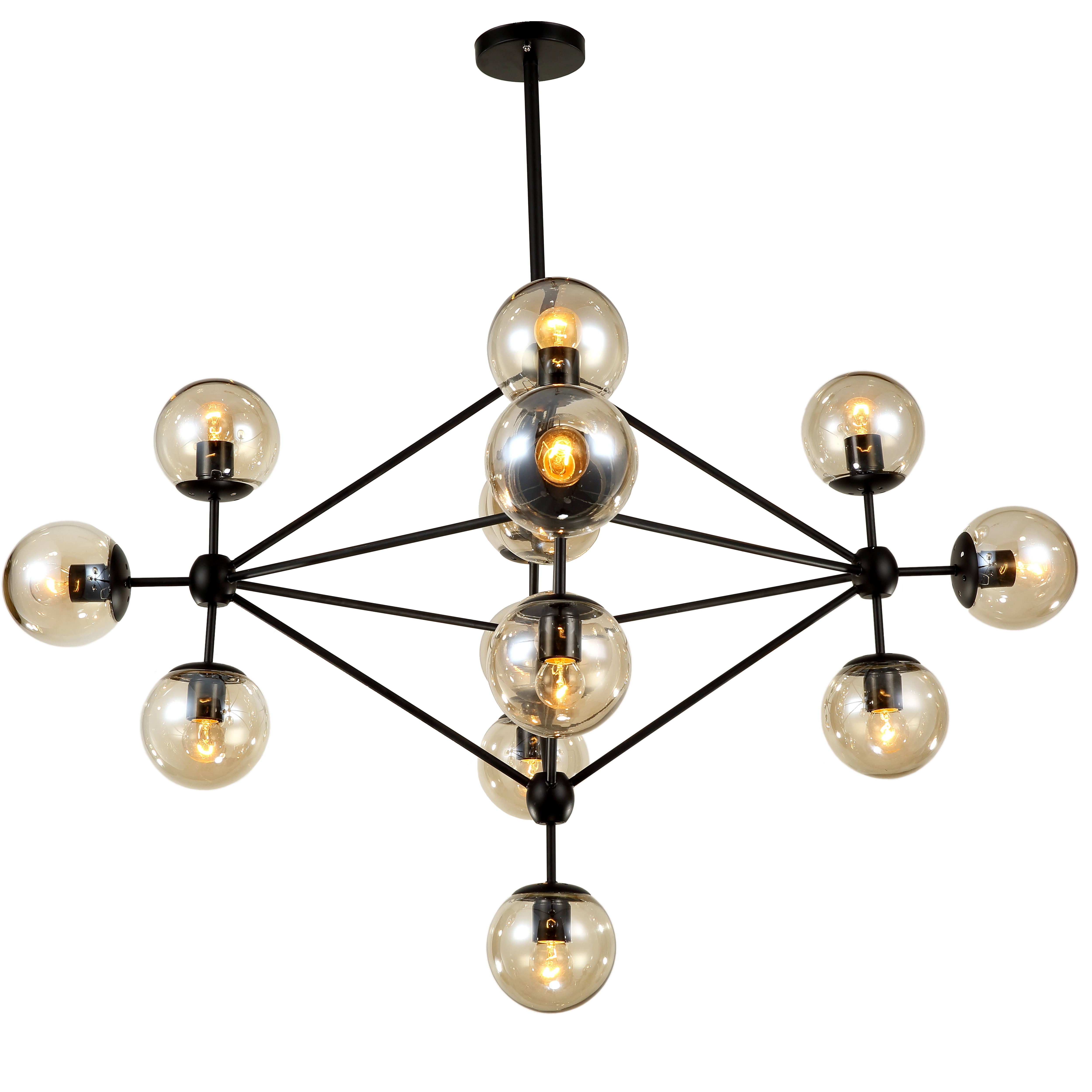 Enthen 15-Light Orb Black Chandelier Includes Edison Bulbs