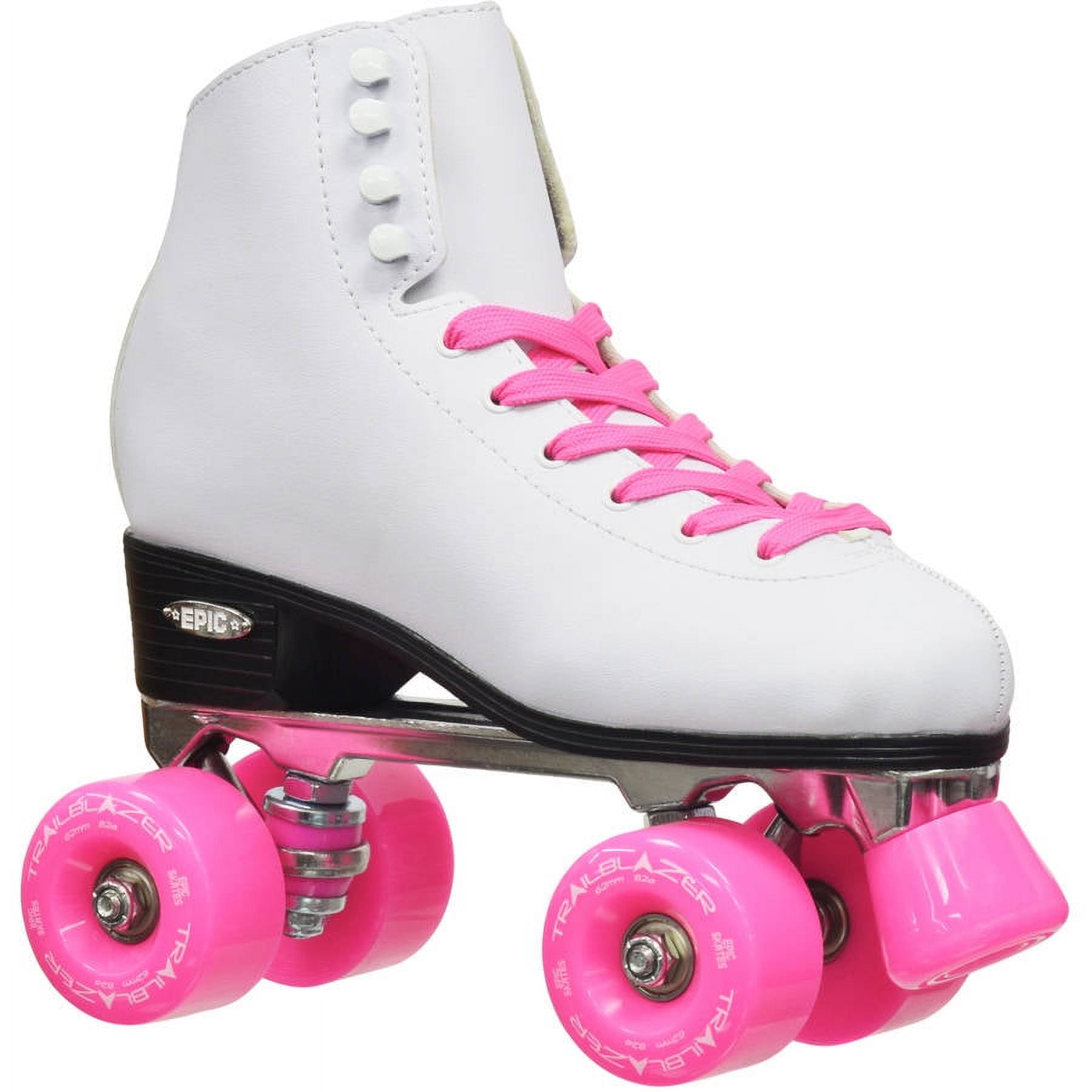 Epic Classic White and Pink Quad Roller Skates