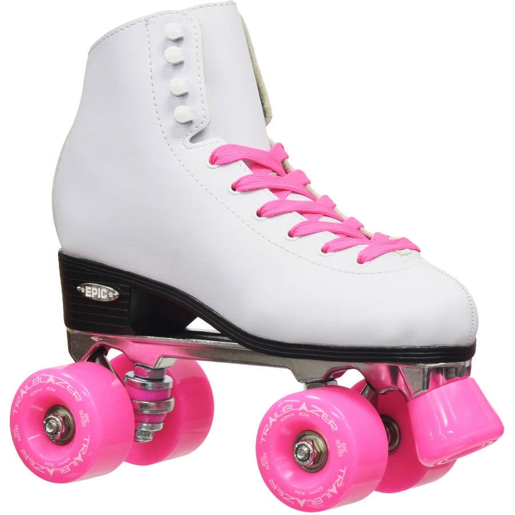 Epic Classic White and Pink Quad Roller Skates