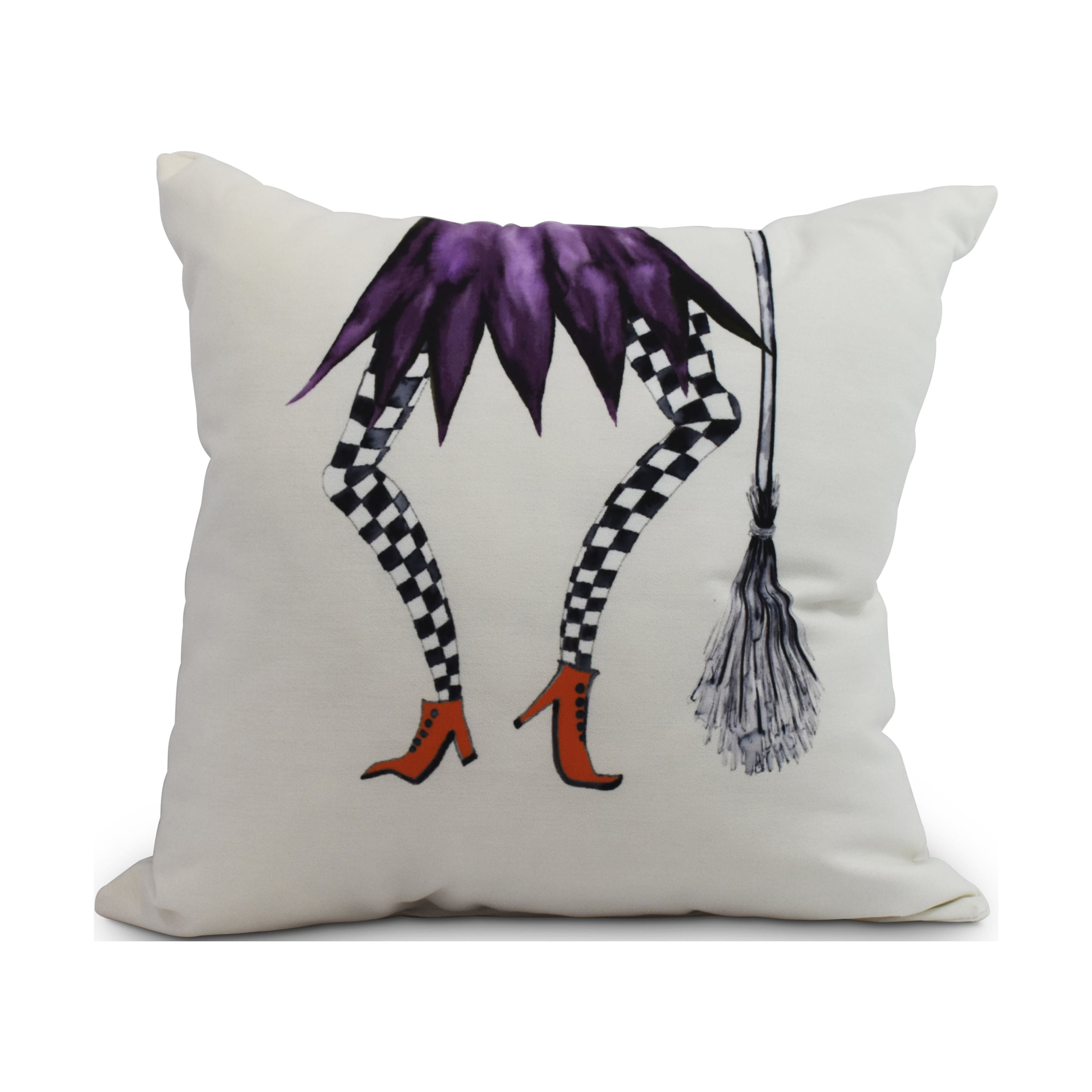 Esmerelda 20 Inch Cream Halloween Print Decorative Throw Pillow