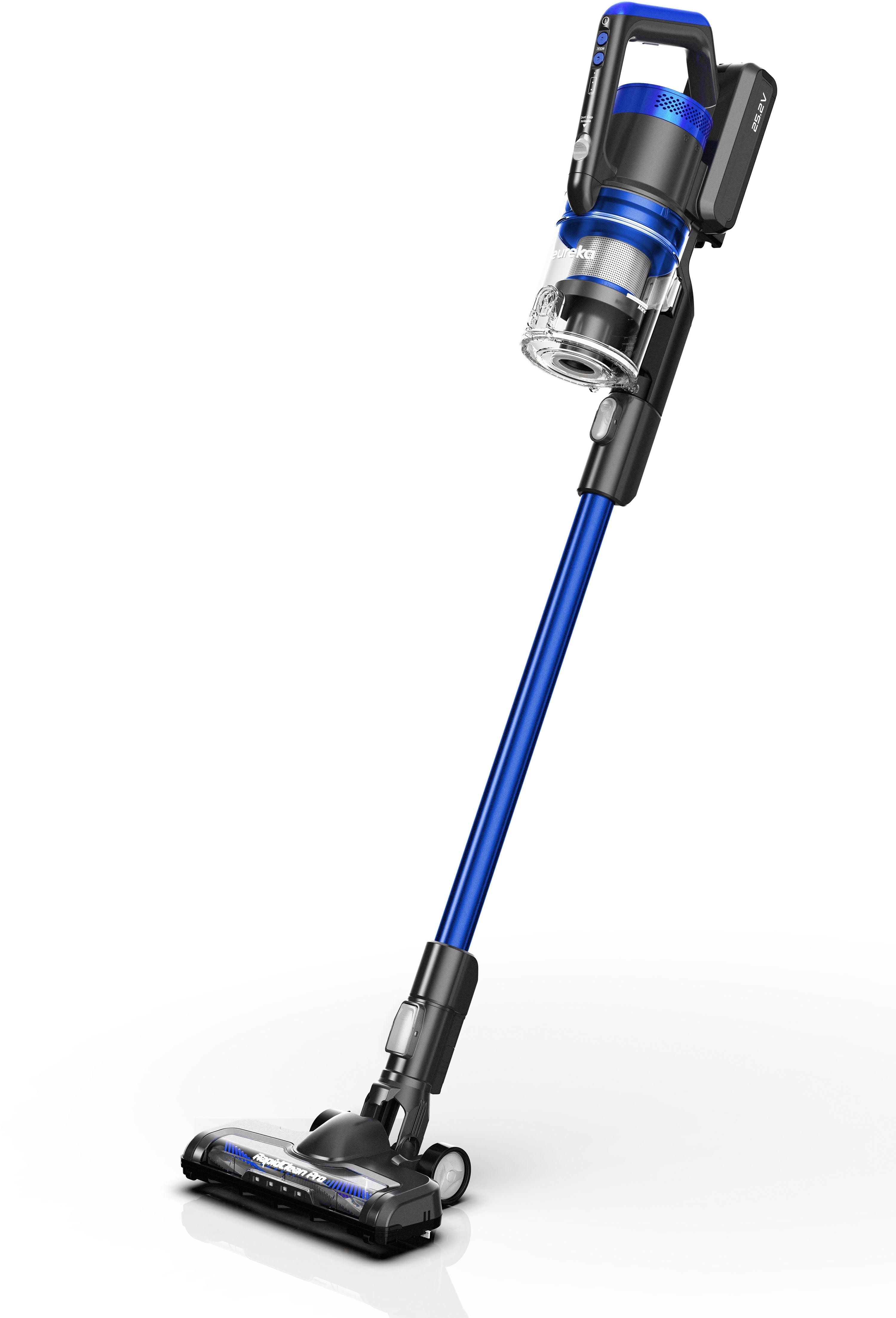Eureka Rapidclean Pro Cordless Stick Vacuum, Handheld, Lightweight, LED Headlights, Lay Flat, Black and Blue