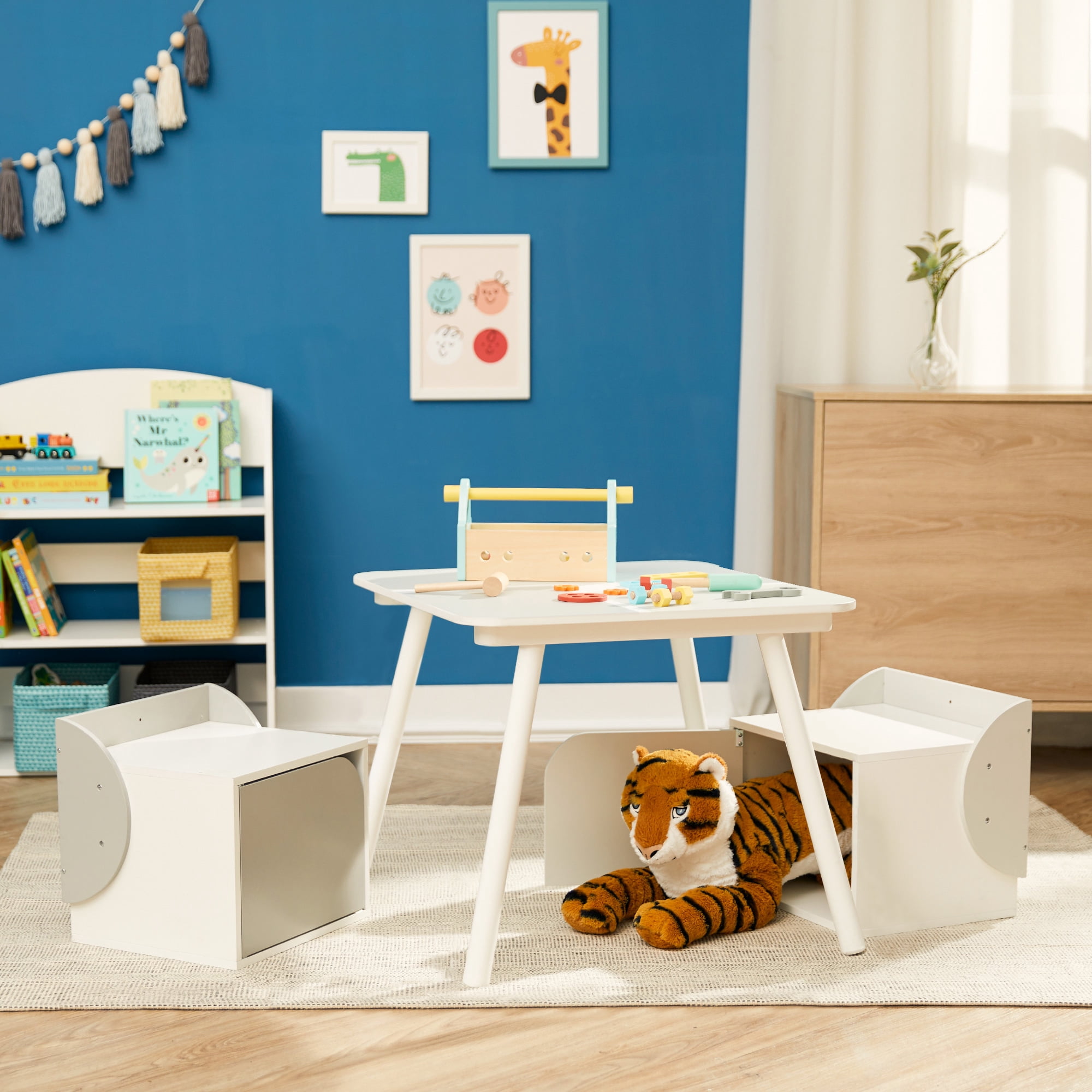 Fantasy Fields Biscay Kids 3-pc.Table and Storage Cube Chair Set