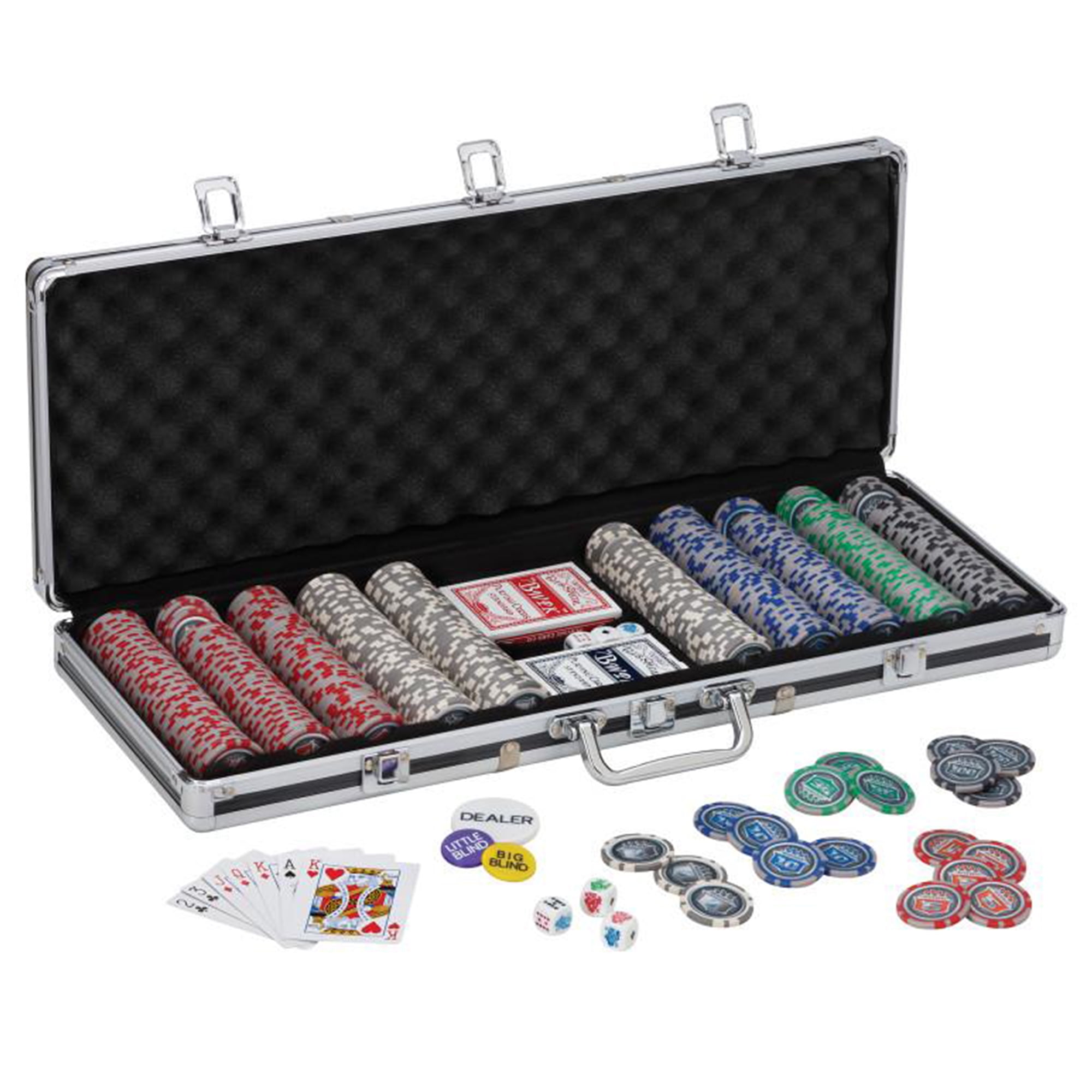 Fat Cat 55-0655 Bling Texas Hold Em 500 Count Clay Poker Chip Set w/ Case