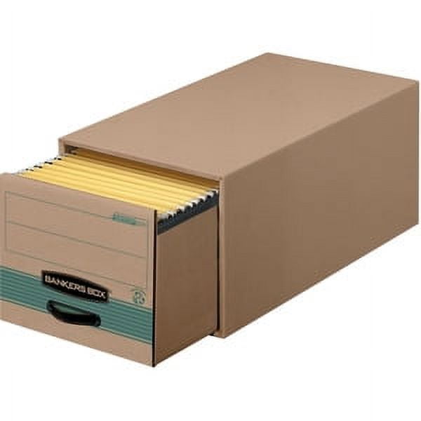 Bankers Box STOR/DRAWER STEEL PLUS Extra Space-Savings Storage Drawers, Legal Files, 16.75" x 25.5" x 11.5", Kraft/Green, 6/Carton