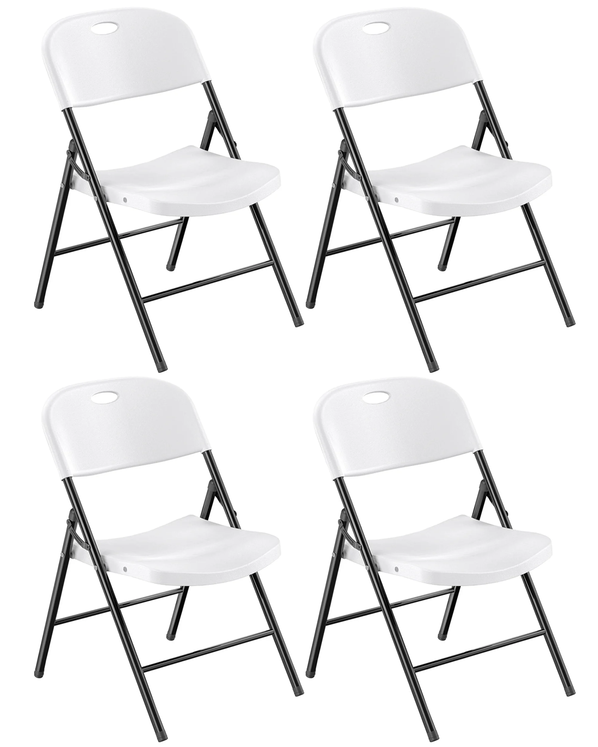 Fenbeli Folding Plastic Chair, 4-Pack, White