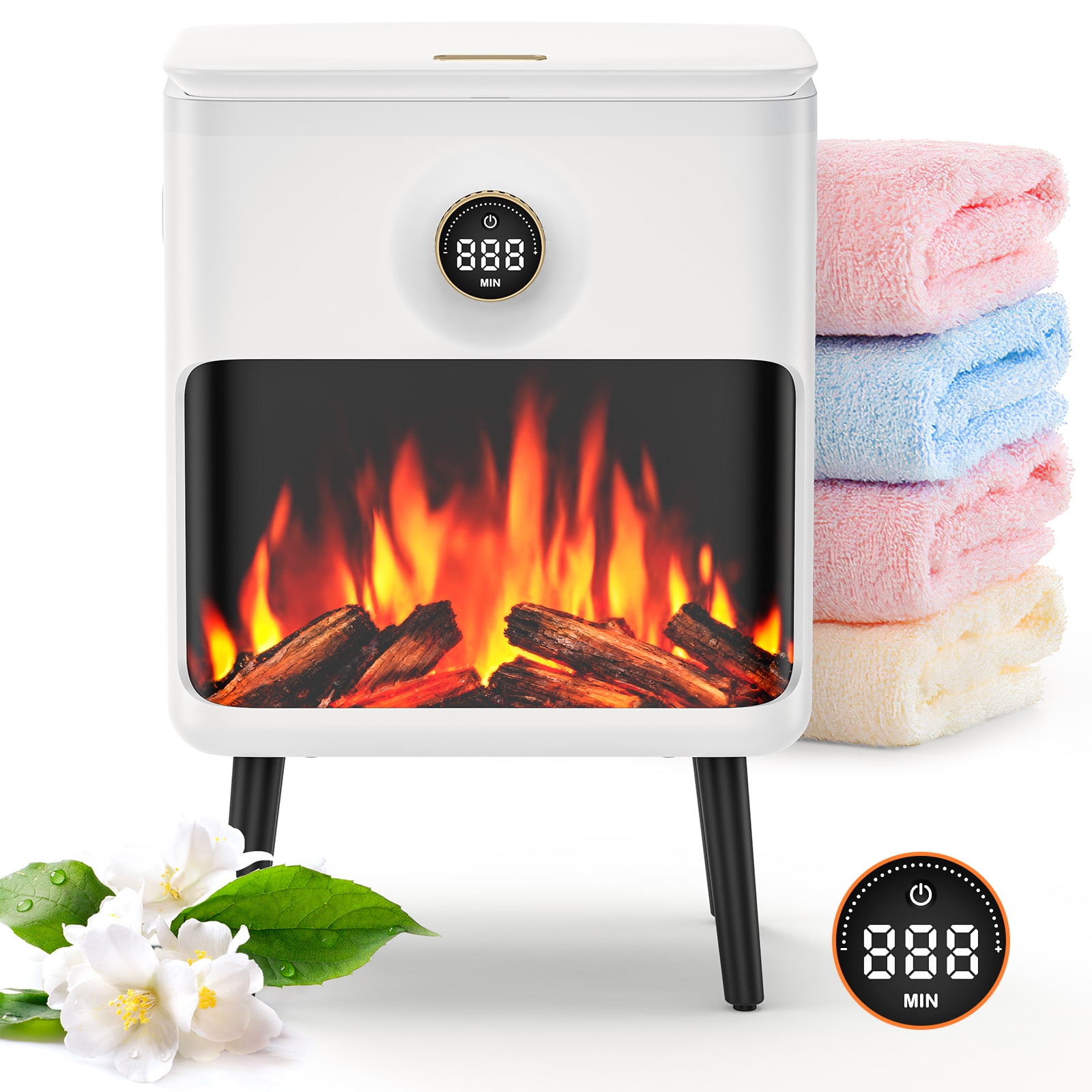 Fenbeli 22L 3D Flame Towel Warmer, Fast Heating Electric Towel Heater with Timer for Bathroom Spa