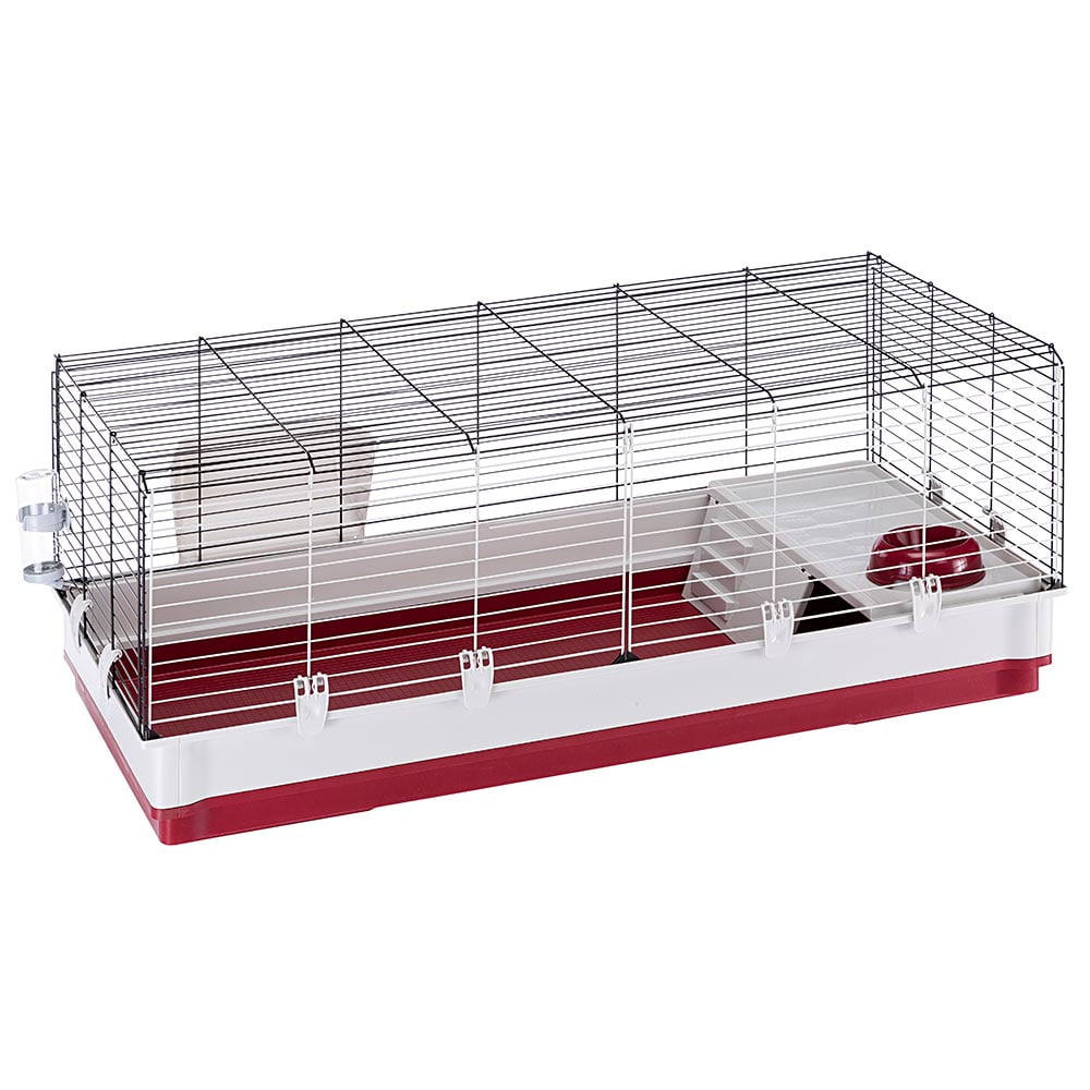 Ferplast Extra-Large Rabbit Cage | Rabbit Cage Measures 47.2 x 23.6 x 19.7 Inches & Includes ALL Accessories | Burgundy & Cream
