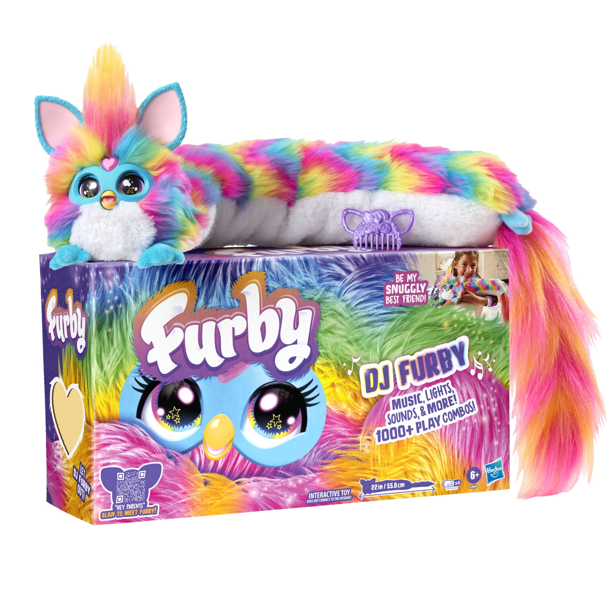 Furby DJ Furby Rainbow Electronic Plush Toy for Girls & Boys, Holiday Gifts for Kids, 6 and up