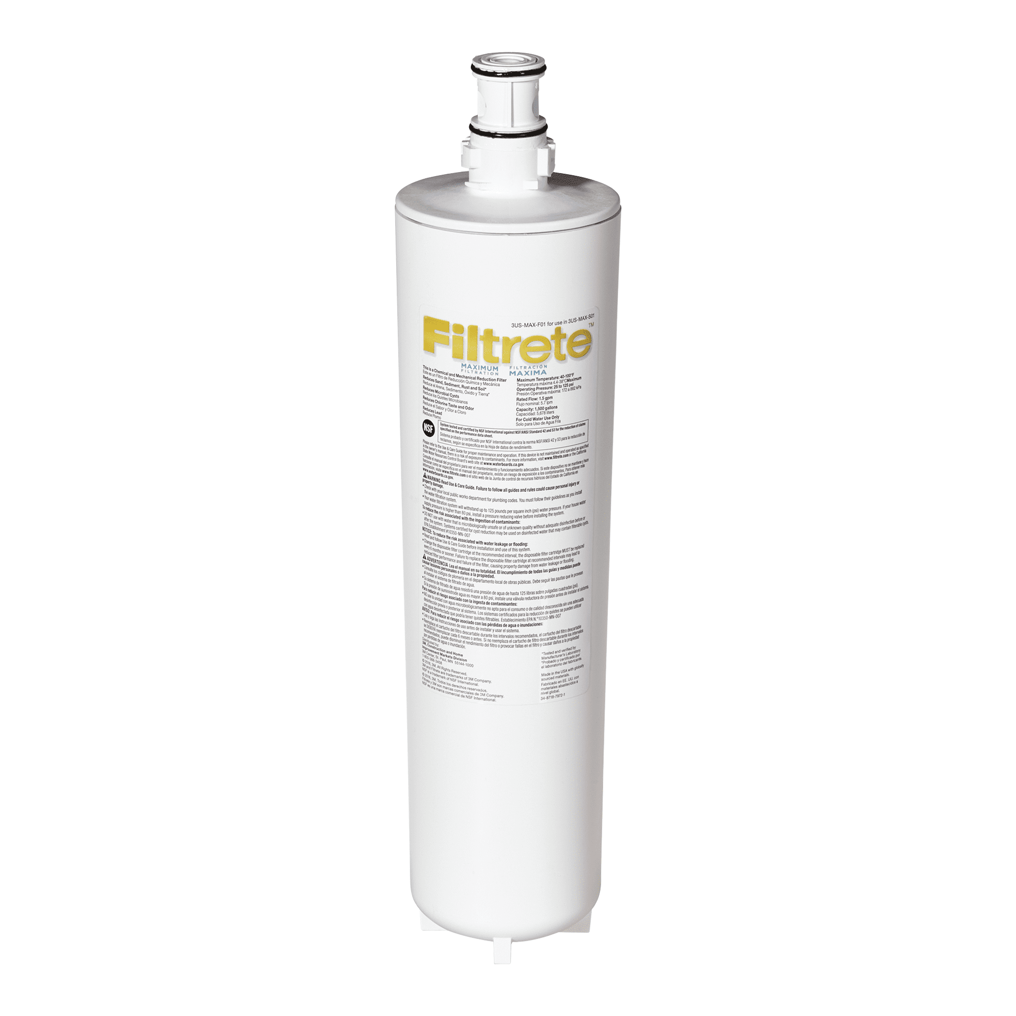 Filtrete Maximum Under Sink Quick Change Water Filtration Replacement Filter, 3US-MAX-F01