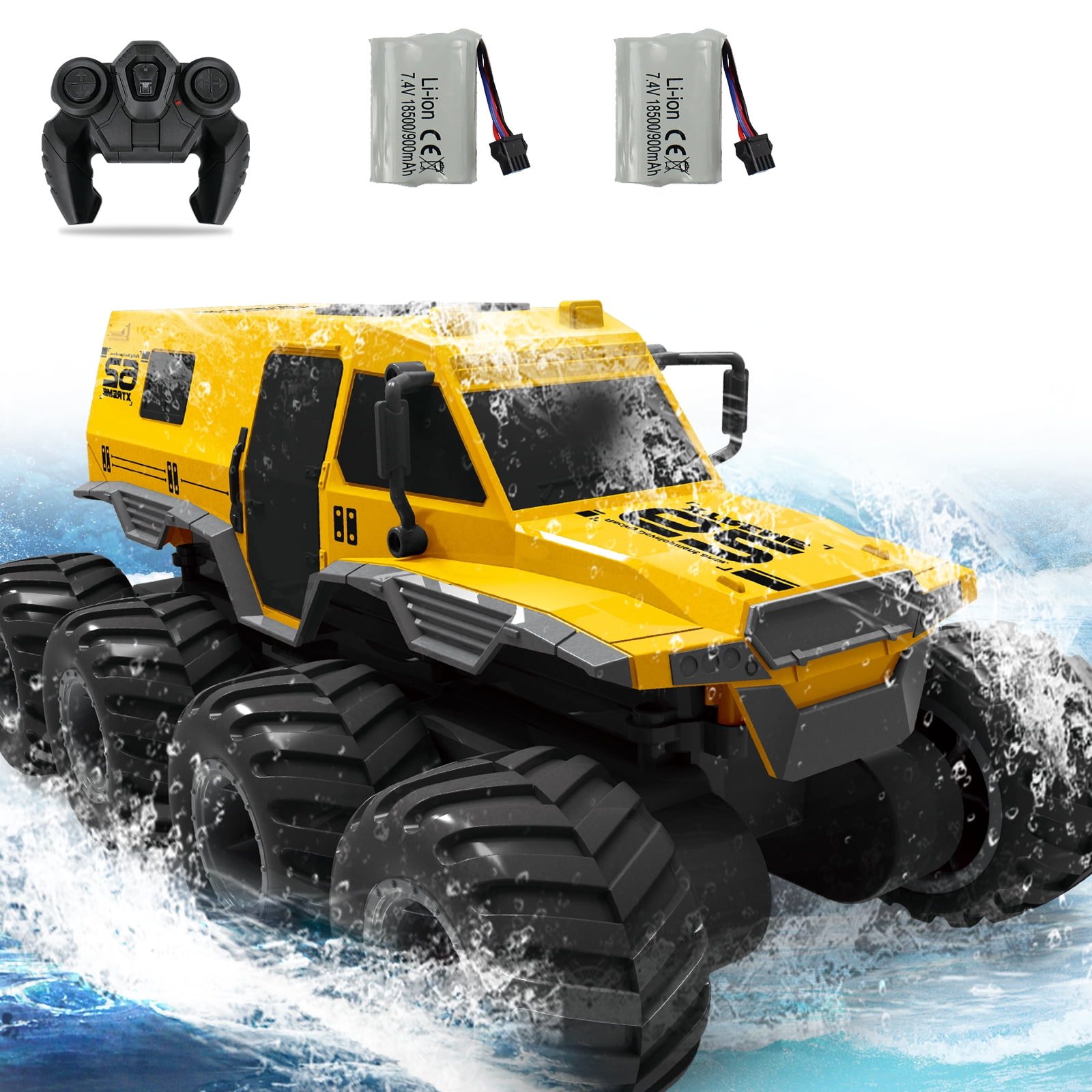 Fisca Amphibious Remote Control Car, 8 Wheel Drive RC Cars for Boys Age 8-12, 1:12 Offroad Waterproof RC Trucks, 2.4G All Terrain RC Drift Cars for Adults