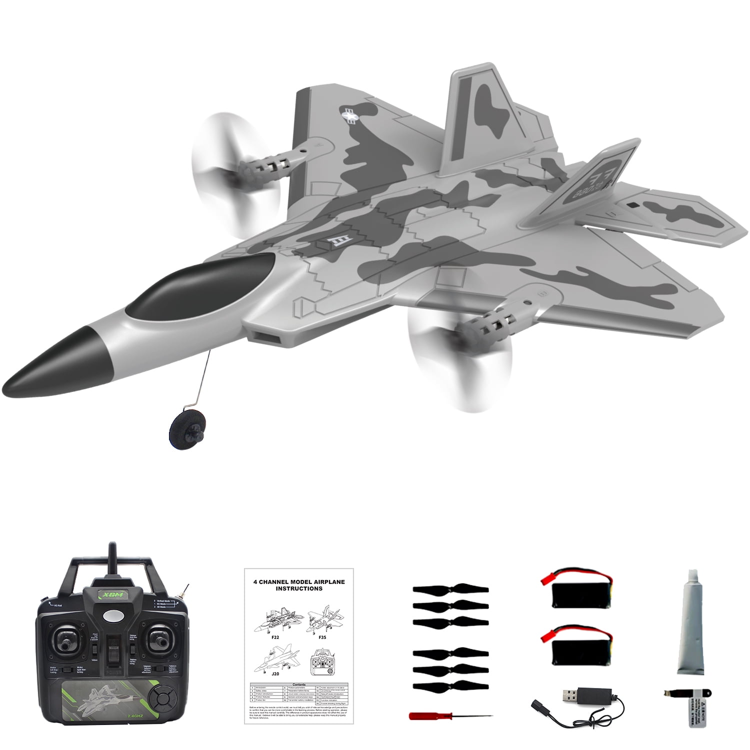 Fisca Remote Control Airplane for Kids and Adults, 4 Channel 3D/6G Mode Stunt Flying Upside Down RC Jet Aircraft, Flying Toys Easy Control for Beginners