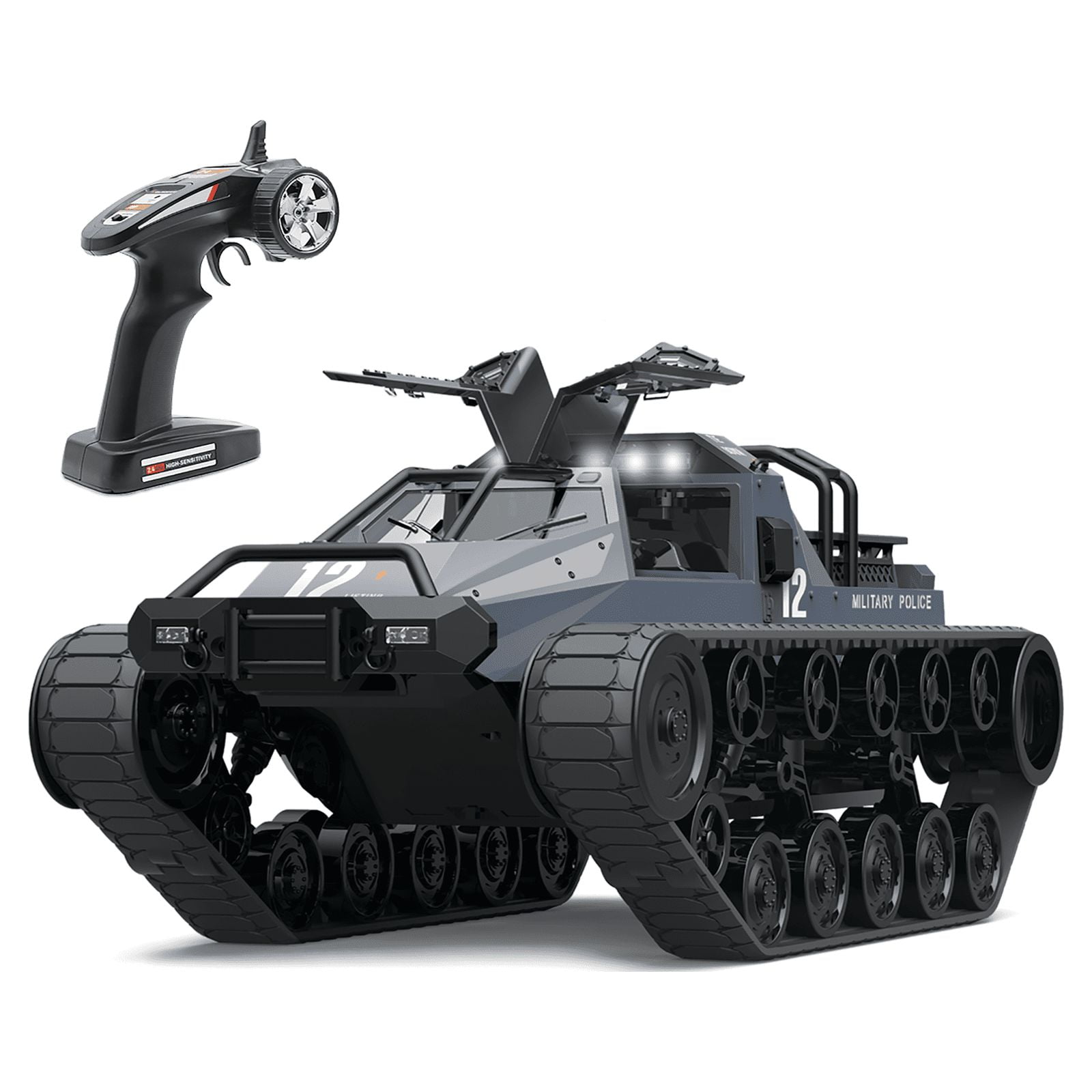 Fisca 1/12 Remote Control Military Tank Toys for Kids and Adult, High Speed RC Drift Racing Tank with Cool Lights