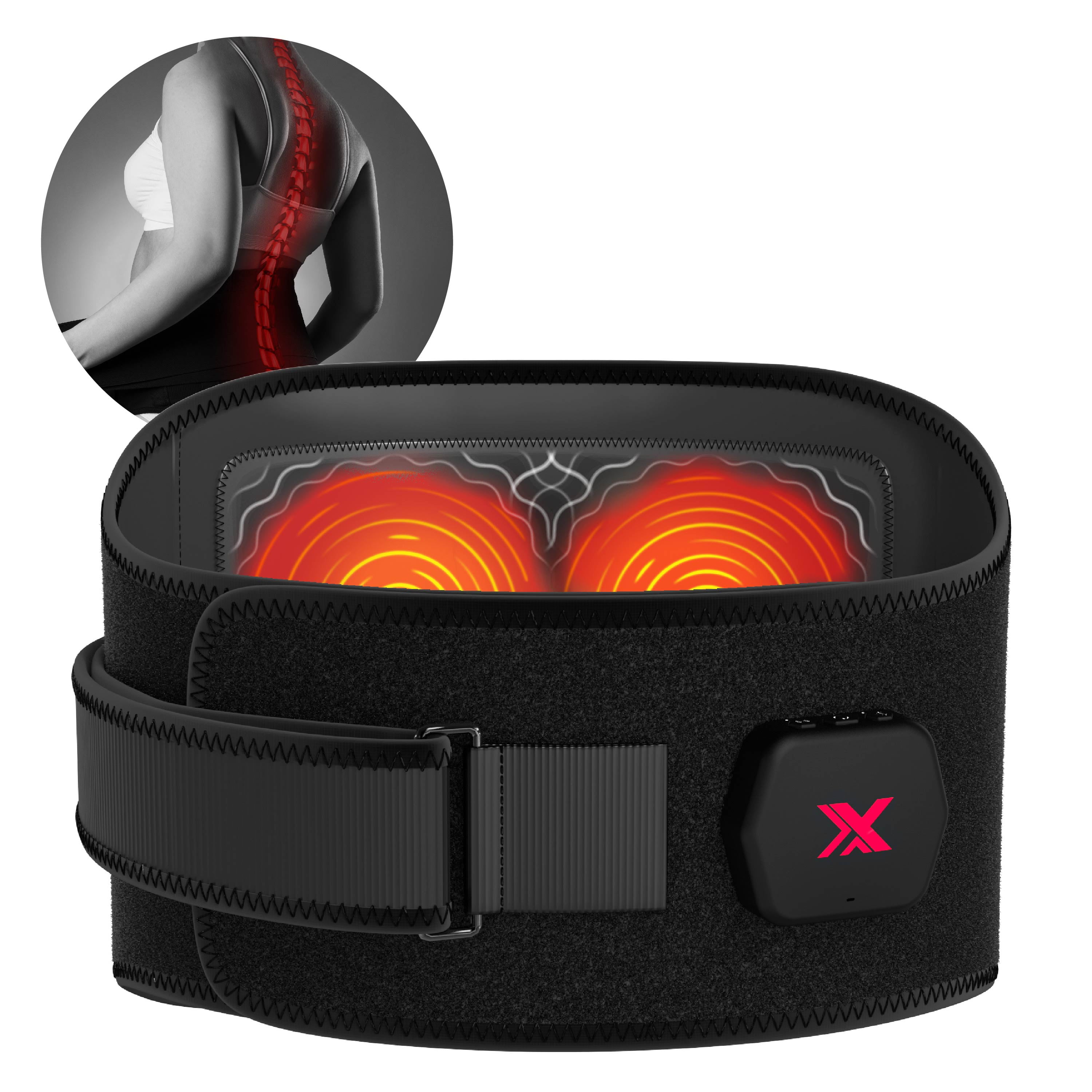 FitRx Vibra Wrap Heated Massage Belt, Cordless Lower Back Massager with Heat