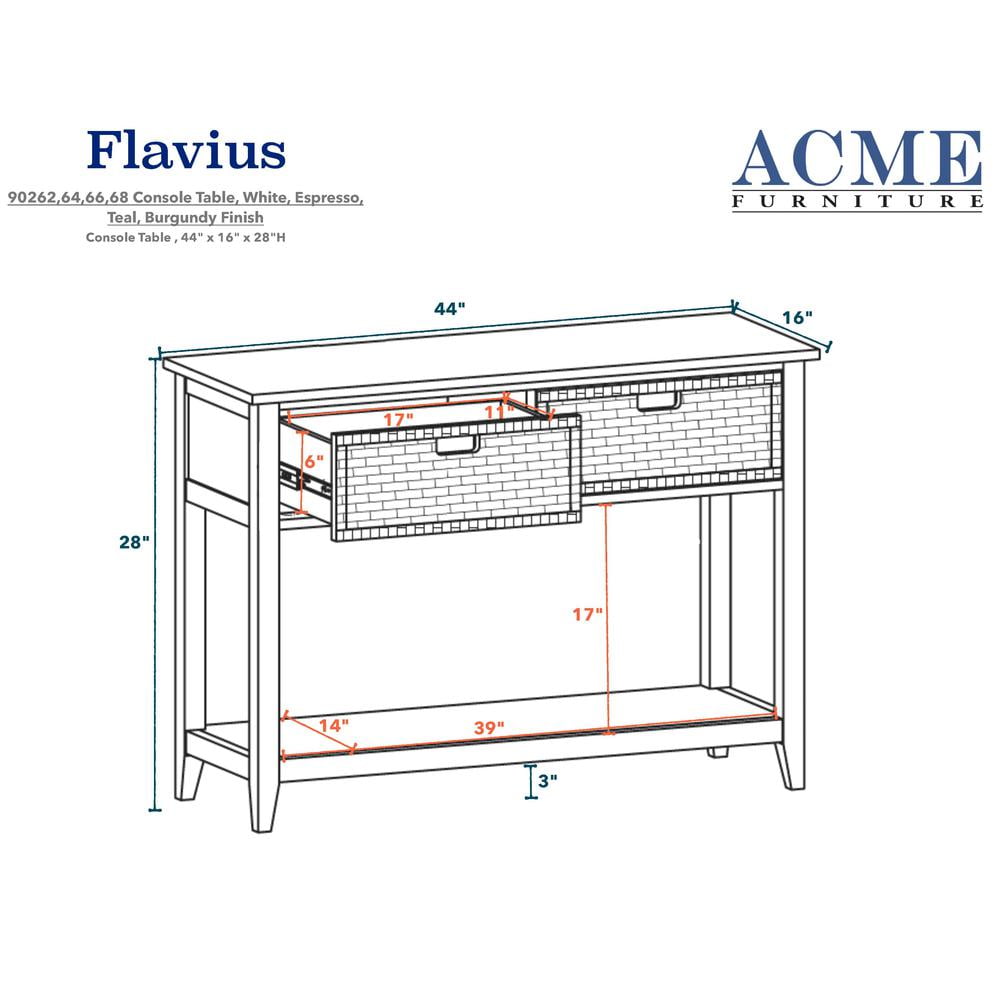 ACME Flavius 2-Drawer Wooden Console Table in White