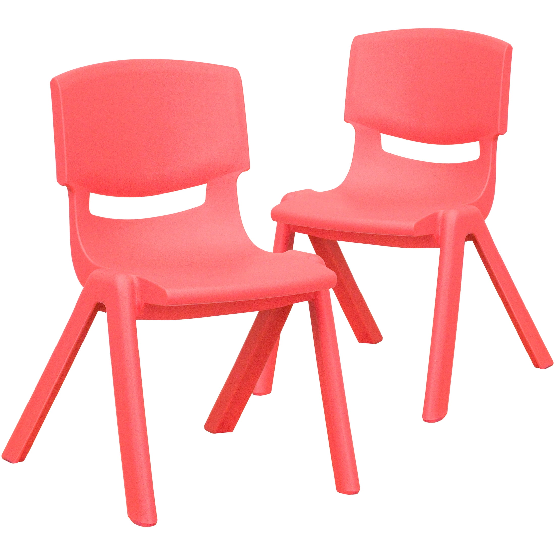 Flash Furniture Whitney 2 Pack Red Plastic Stackable School Chair with 12" Seat Height