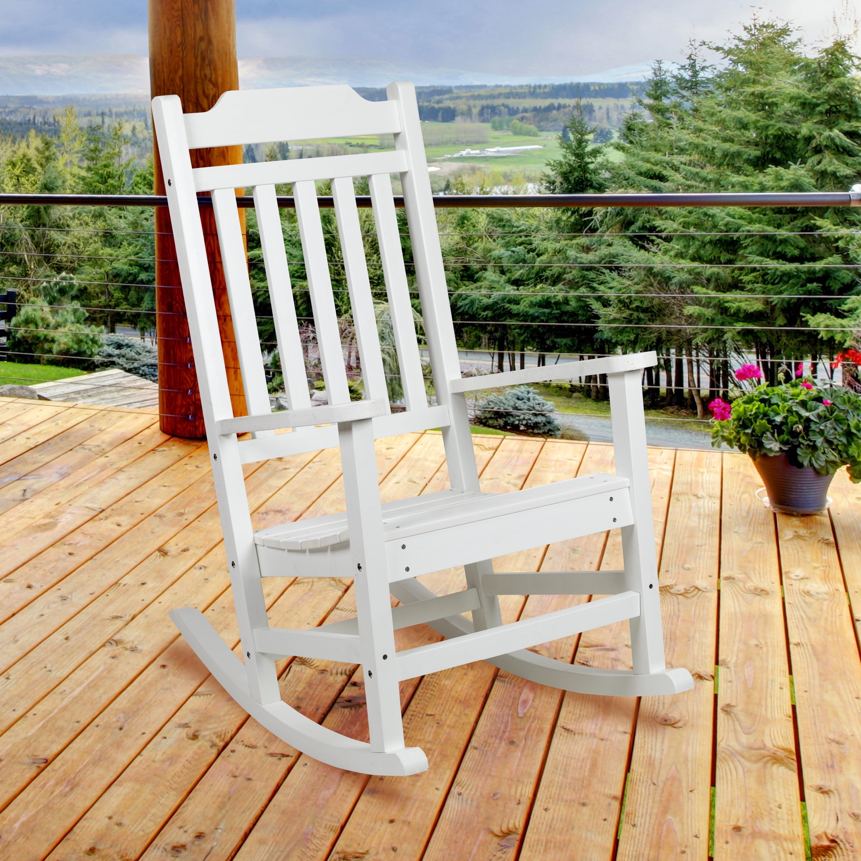 Flash Furniture Winston All-Weather Poly Resin Rocking Chair in White