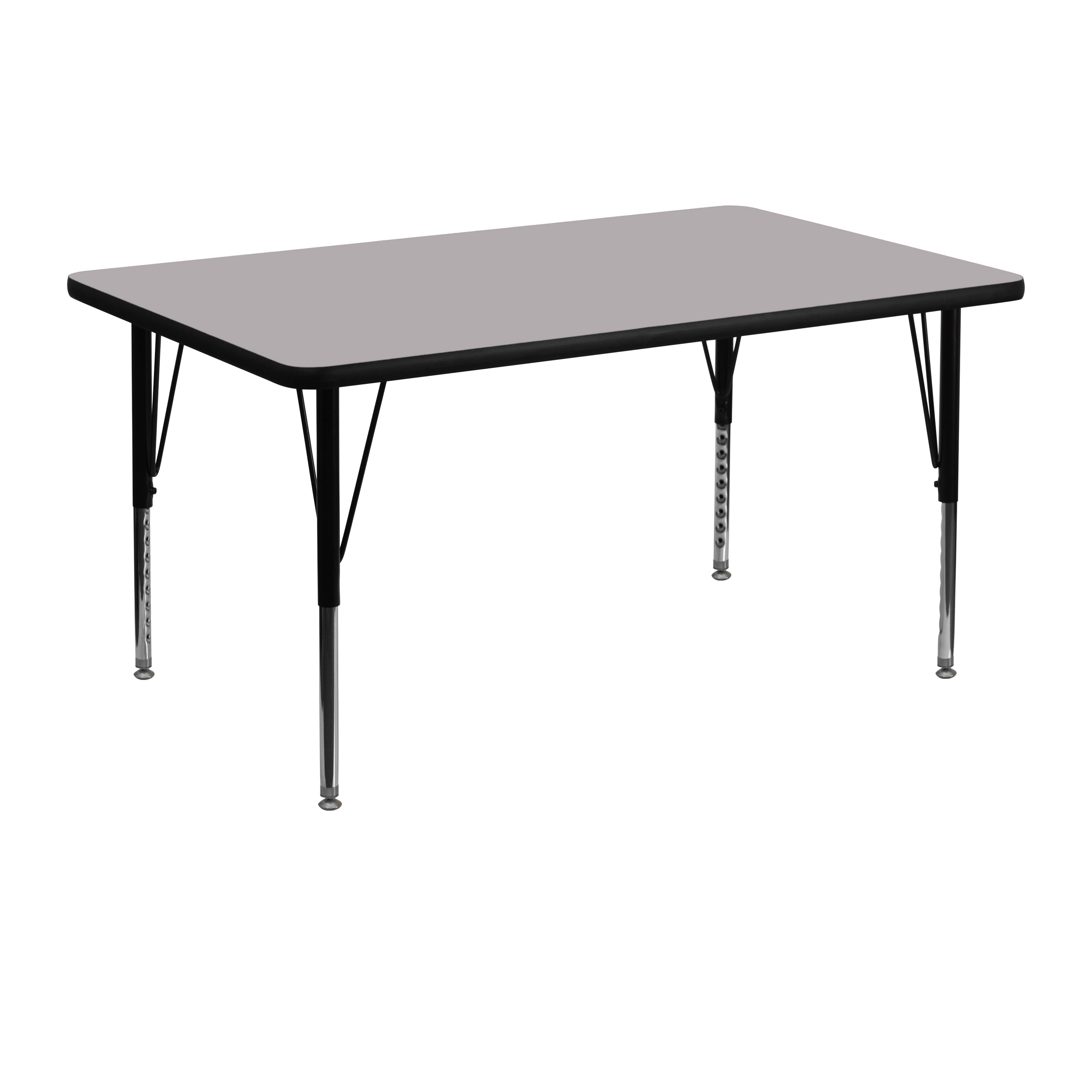 Flash Furniture Wren 30''W x 48''L Rectangular Grey Thermal Laminate Activity Table - Height Adjustable Short Legs