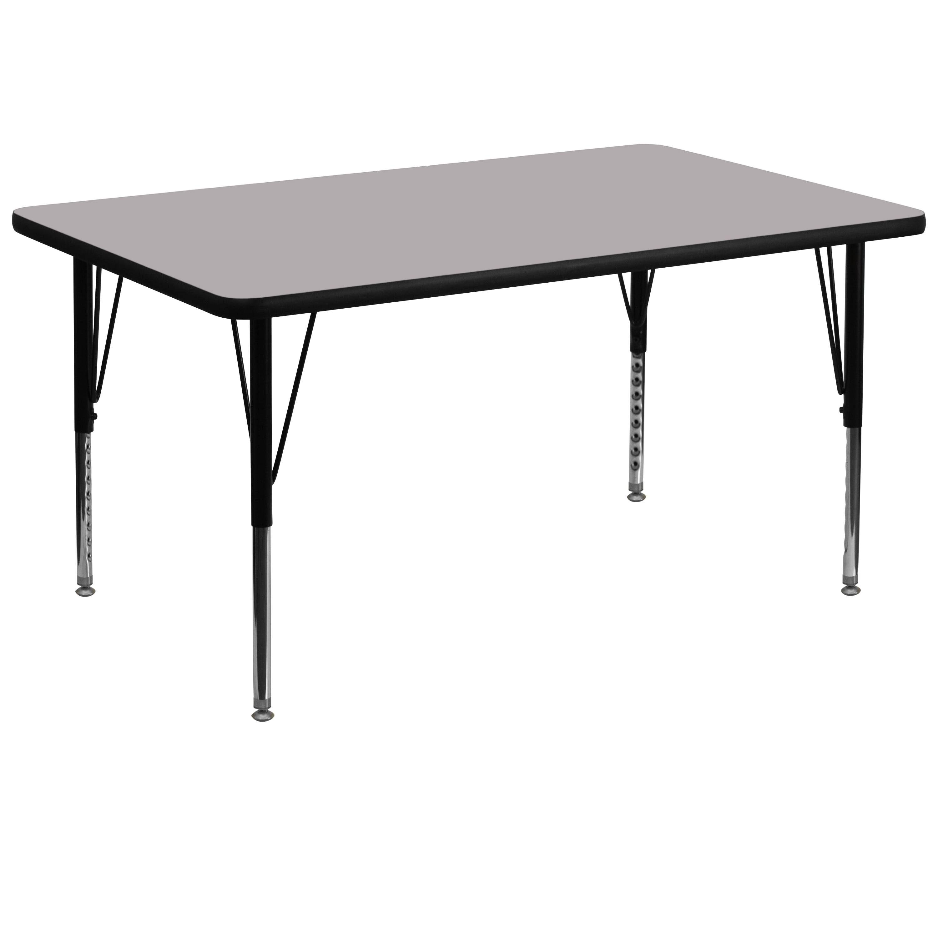 Flash Furniture Wren 36''W x 72''L Rectangular Grey Thermal Laminate Activity Table - Height Adjustable Short Legs