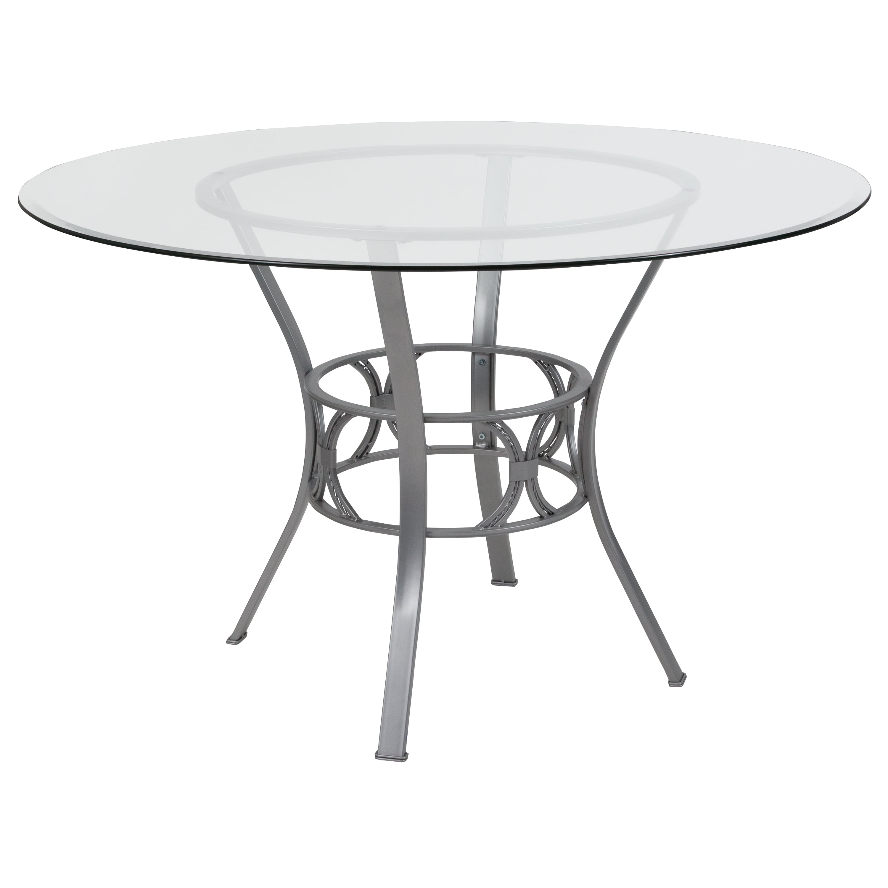 Flash Furniture Carlisle 48'' Round Glass Dining Table with Silver Metal Frame