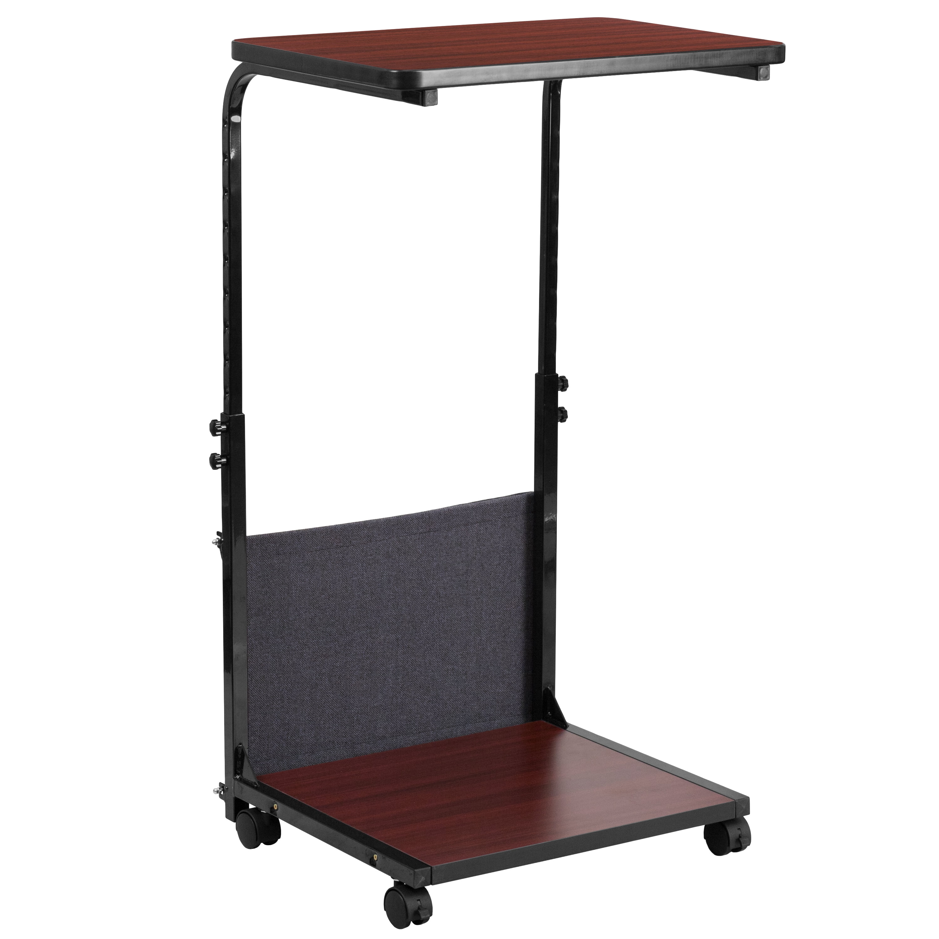 Flash Furniture Charger Mobile Sit-Down, Stand-Up Mahogany Computer Ergonomic Desk with Removable Pouch (Adjustable Range 27'' - 46.5'')