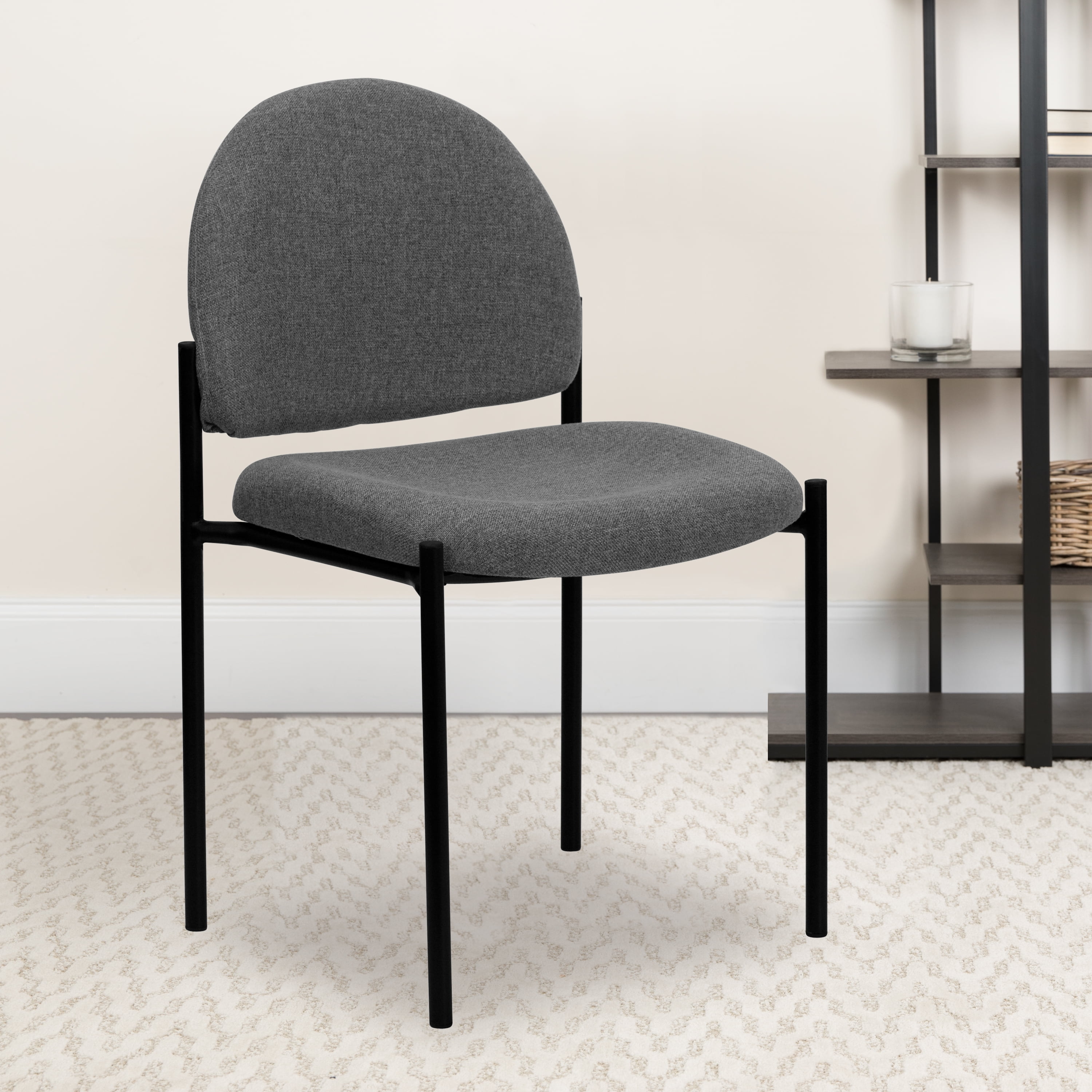Flash Furniture Comfort Gray Fabric Stackable Steel Side Reception Chair