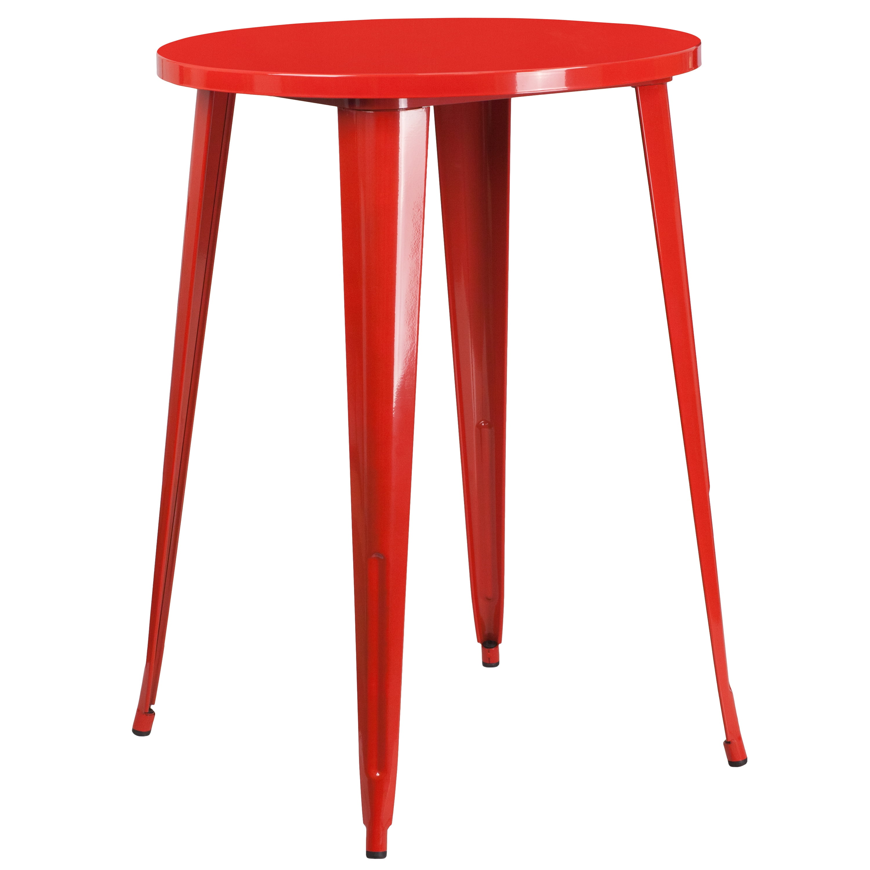 Flash Furniture Commercial Grade 30" Round Red Metal Indoor-Outdoor Bar Height Table